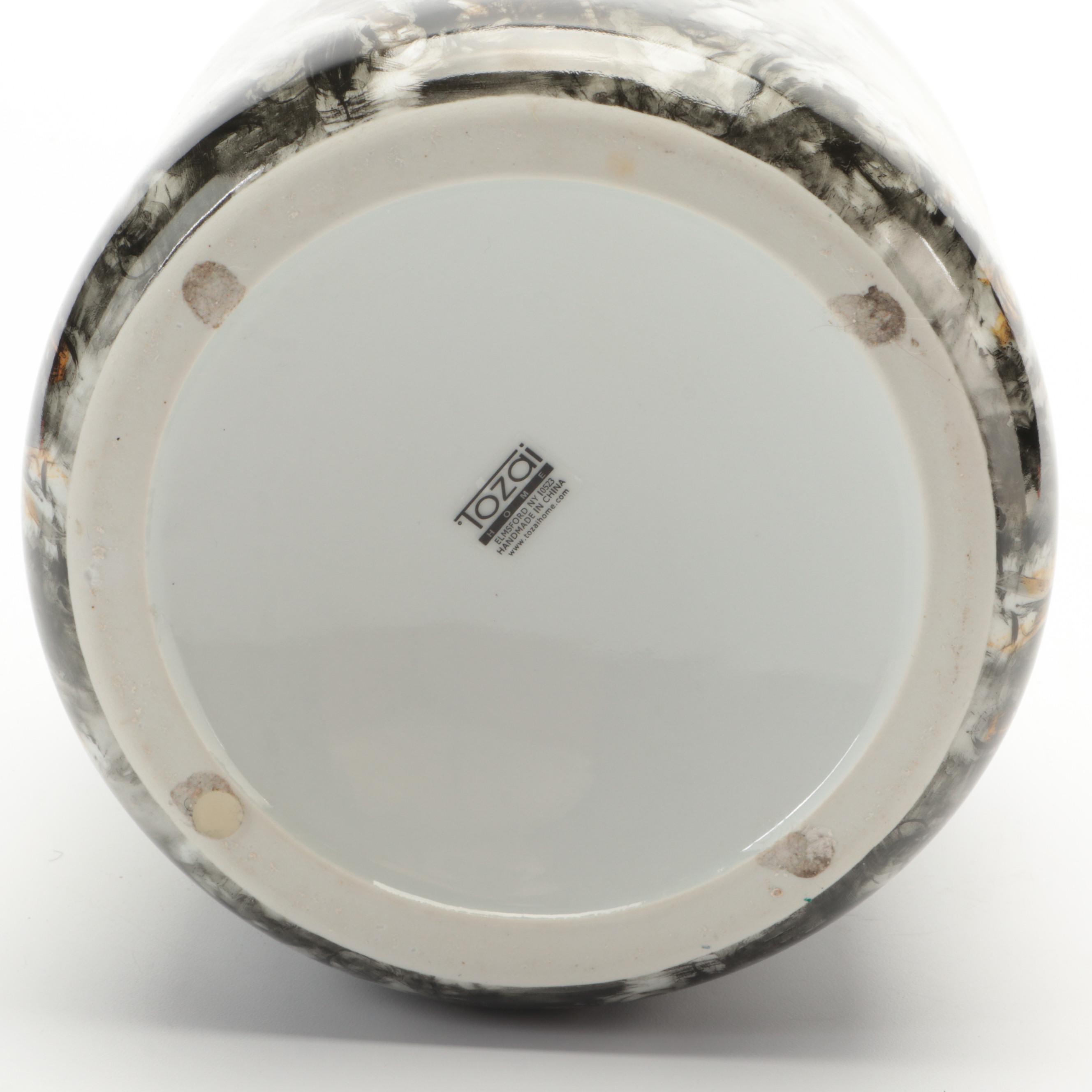 Tozai Home "Wild Horses" Lidded and Other Porcelain Jar