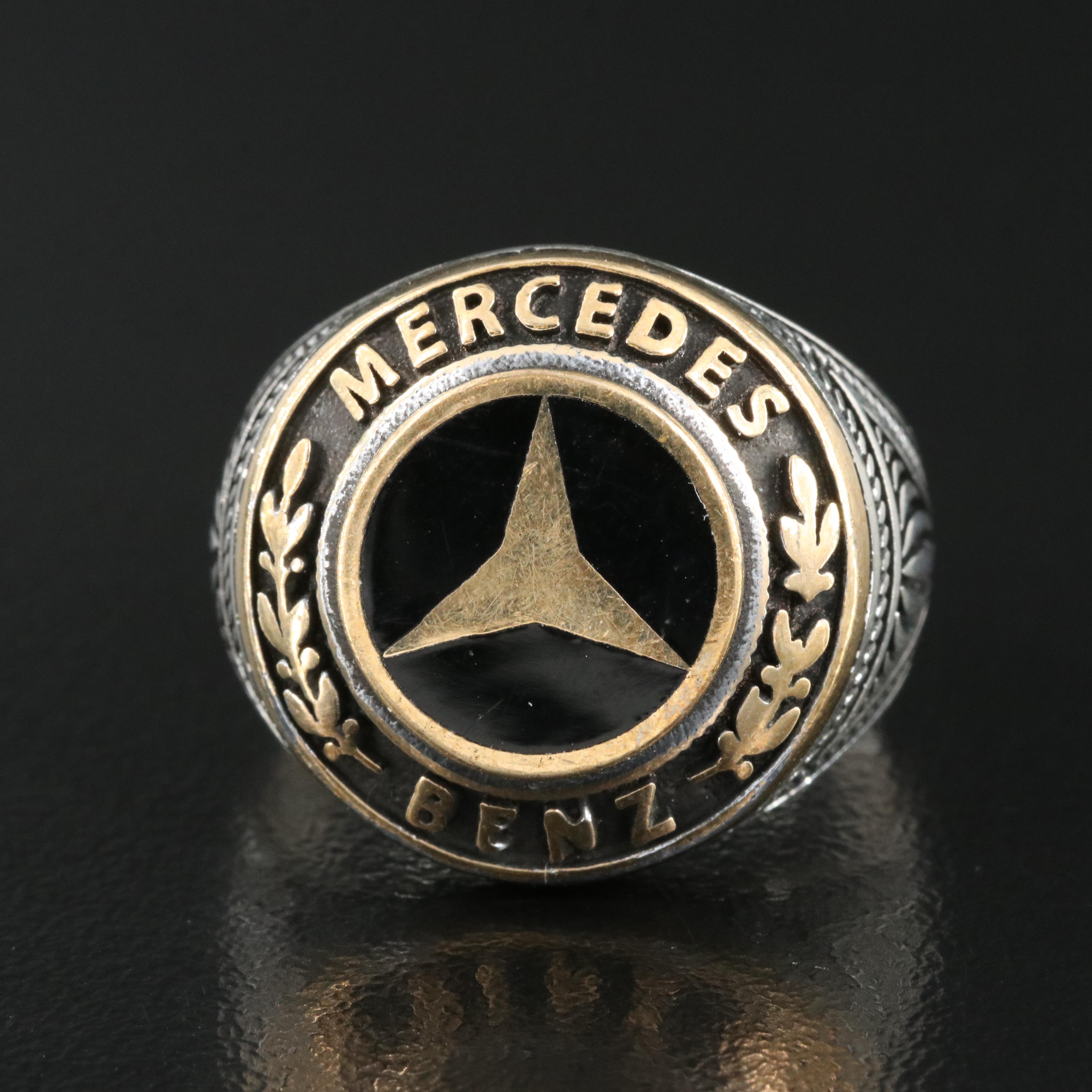 Sterling Enamel Mercedes Benz Ring