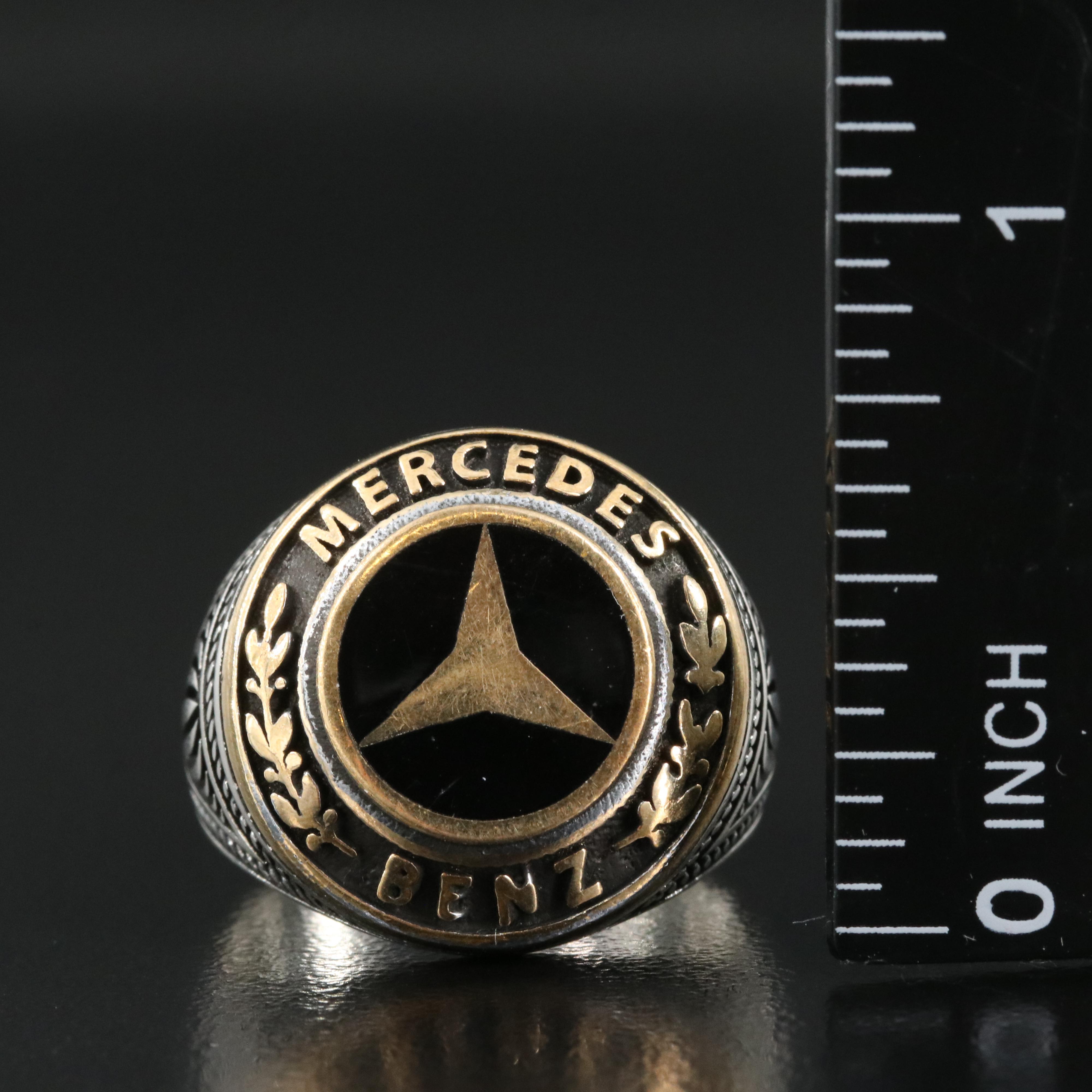 Sterling Enamel Mercedes Benz Ring