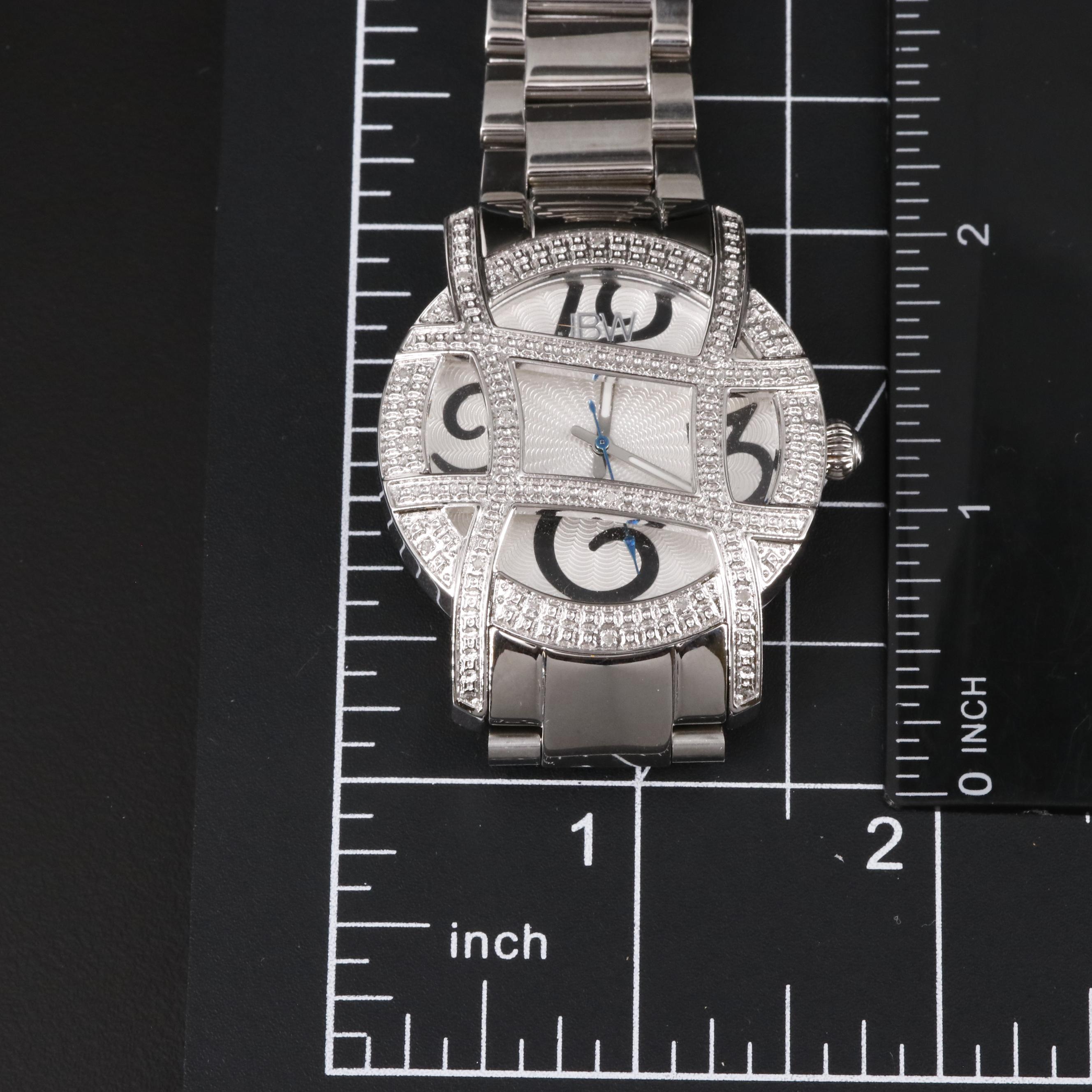 JBW Olympia Stainless Steel Diamond Accented Caged Bezel Watch