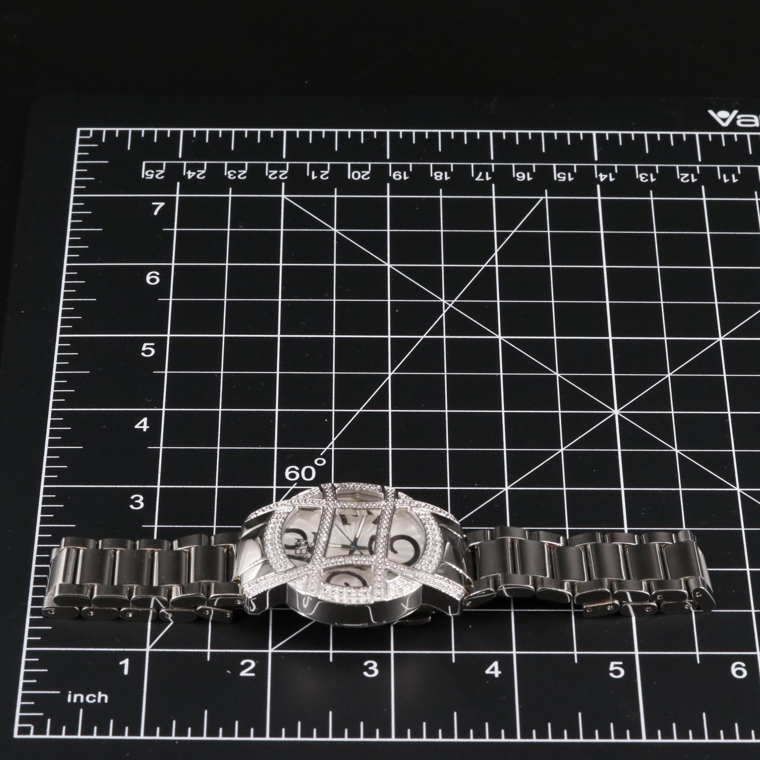 JBW Olympia Stainless Steel Diamond Accented Caged Bezel Watch