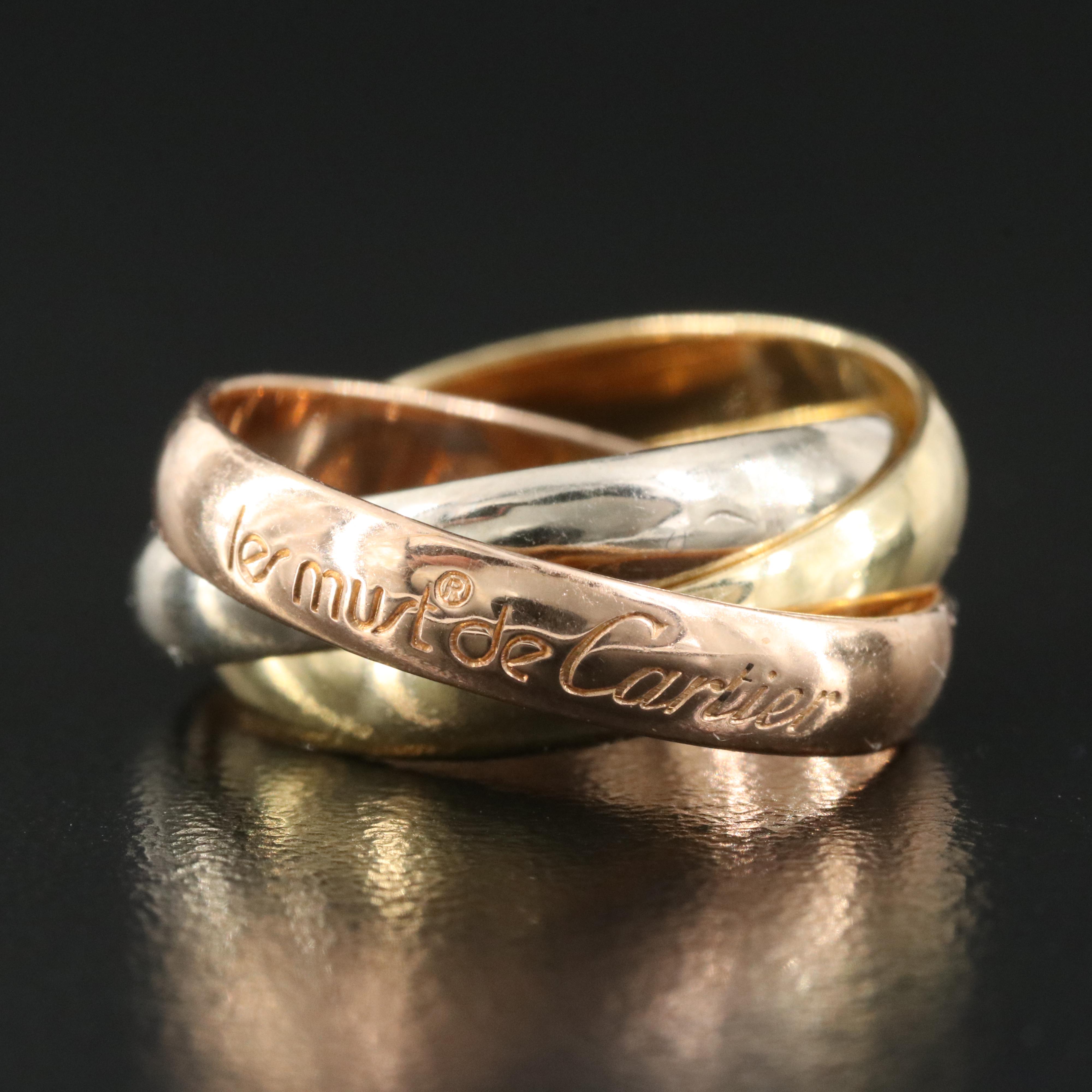 Les Must de Cartier "Trinity" 18K Tri-Color Gold Rolling Band