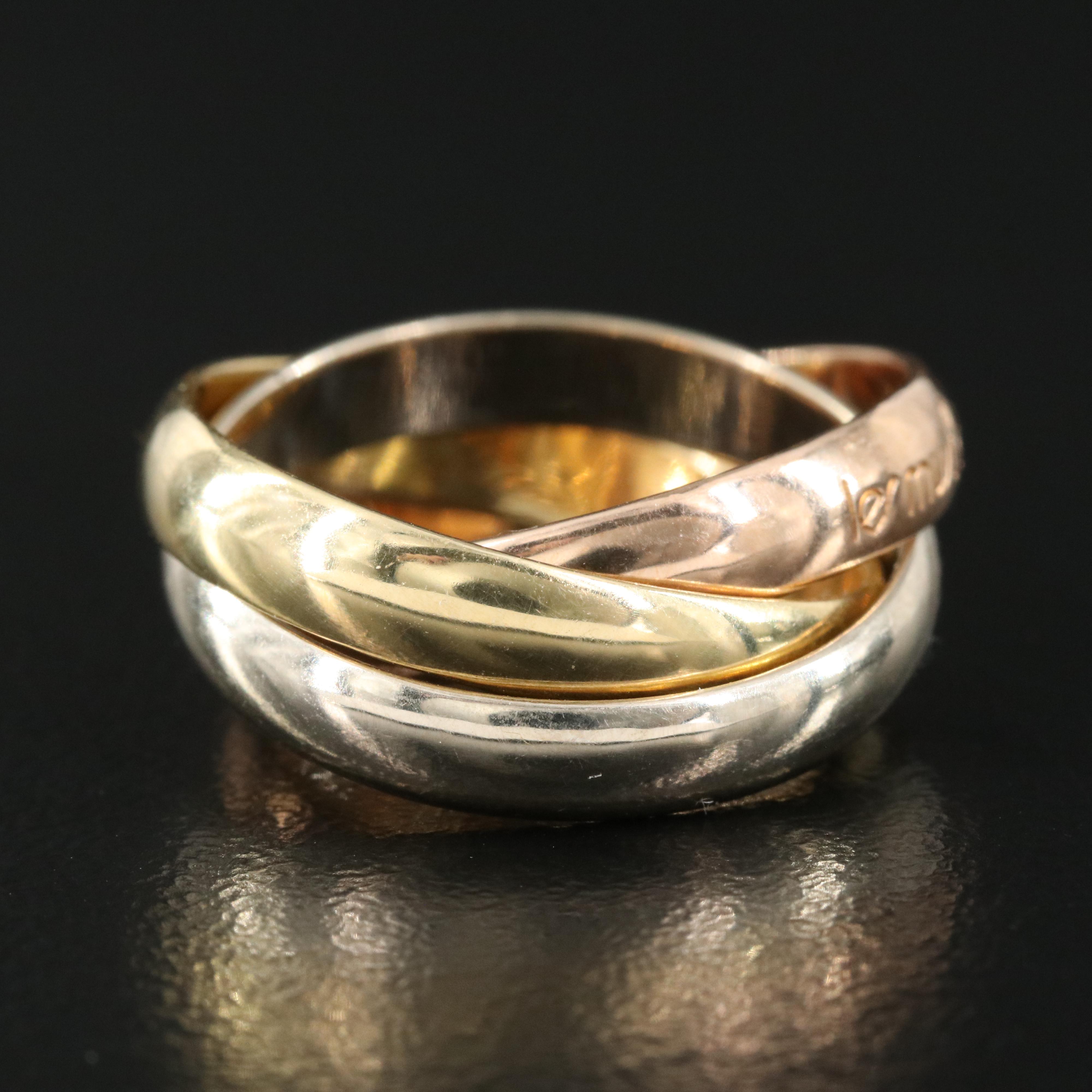 Les Must de Cartier "Trinity" 18K Tri-Color Gold Rolling Band