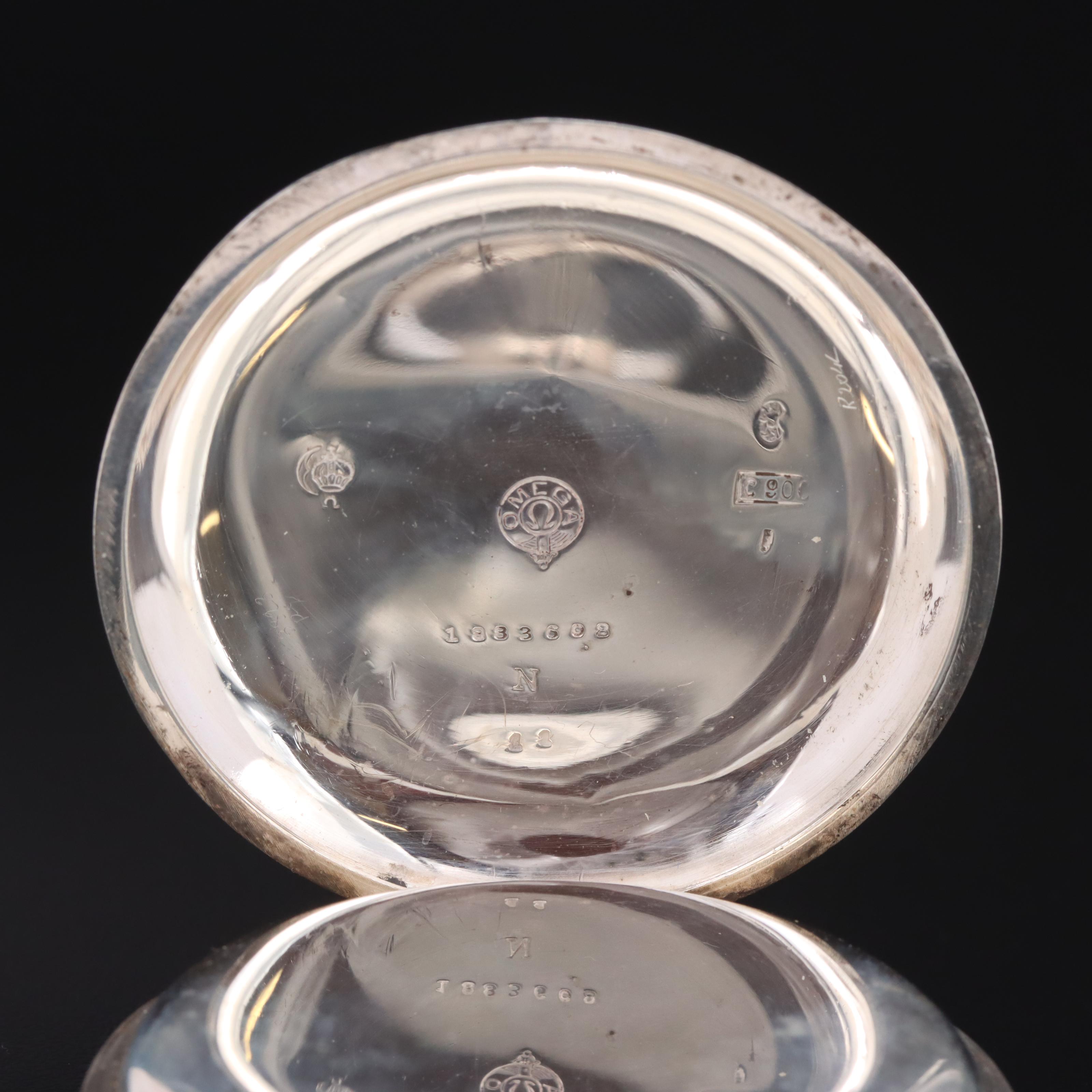 Vintage Omega 900 Silver Pocket Watch and Chronograph