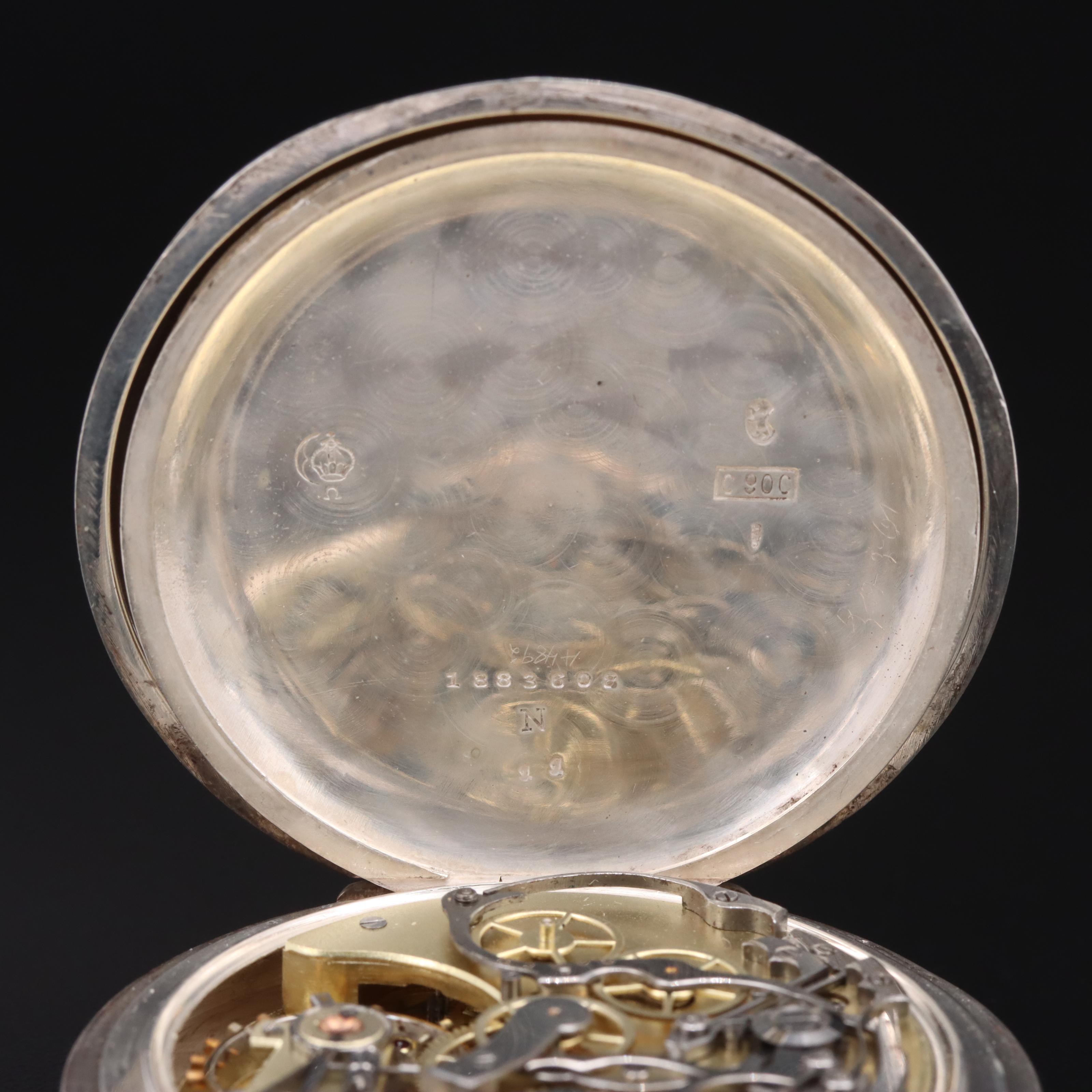 Vintage Omega 900 Silver Pocket Watch and Chronograph