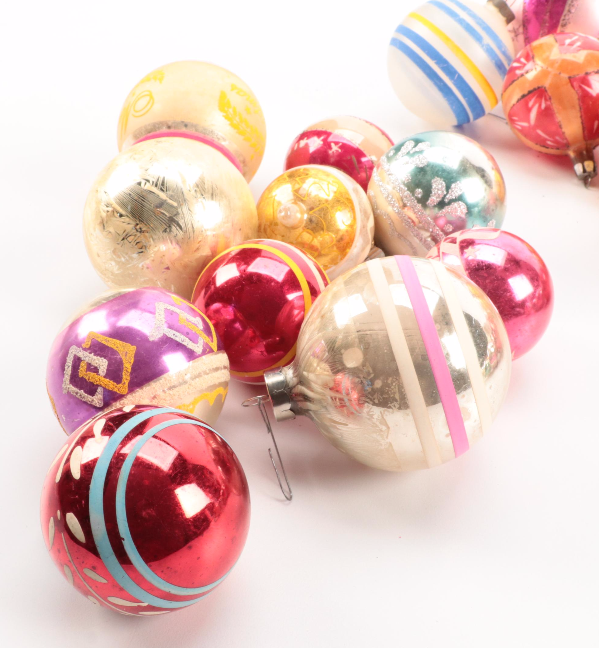 Shiny-Brite Glass Christmas Ornaments, Mid-20th Century