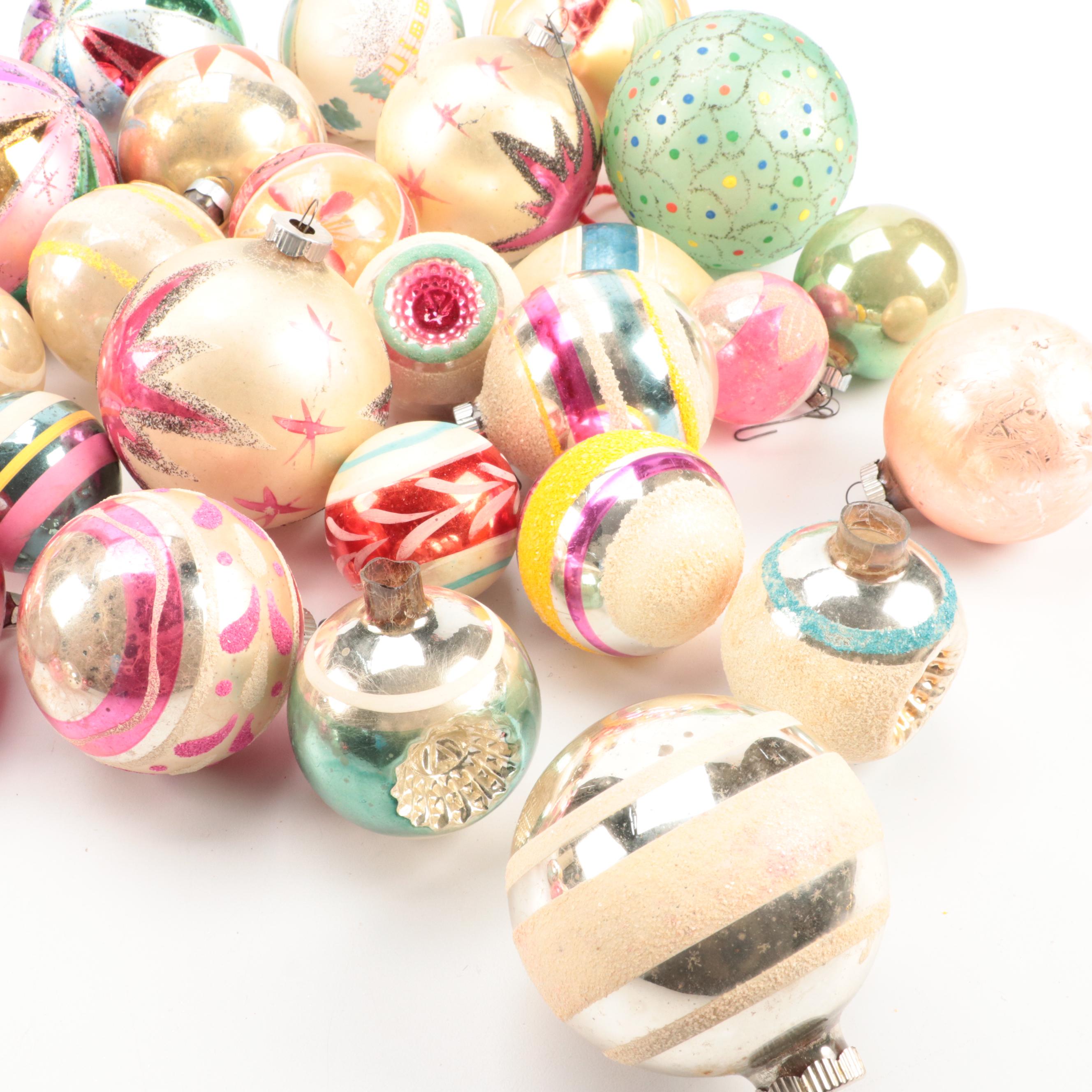 Shiny-Brite Glass Christmas Ornaments, Mid-20th Century