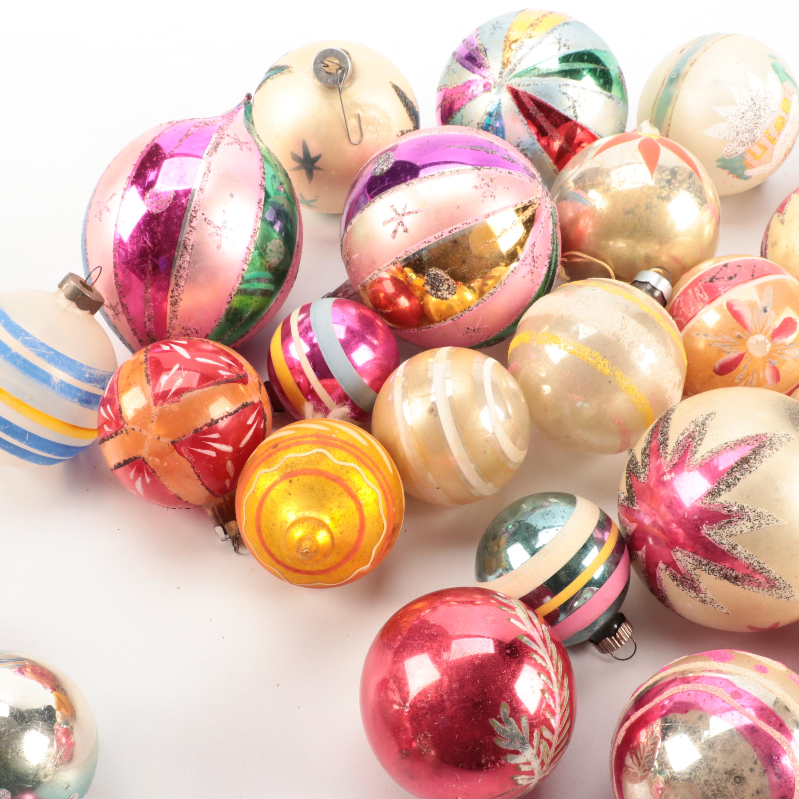 Shiny-Brite Glass Christmas Ornaments, Mid-20th Century