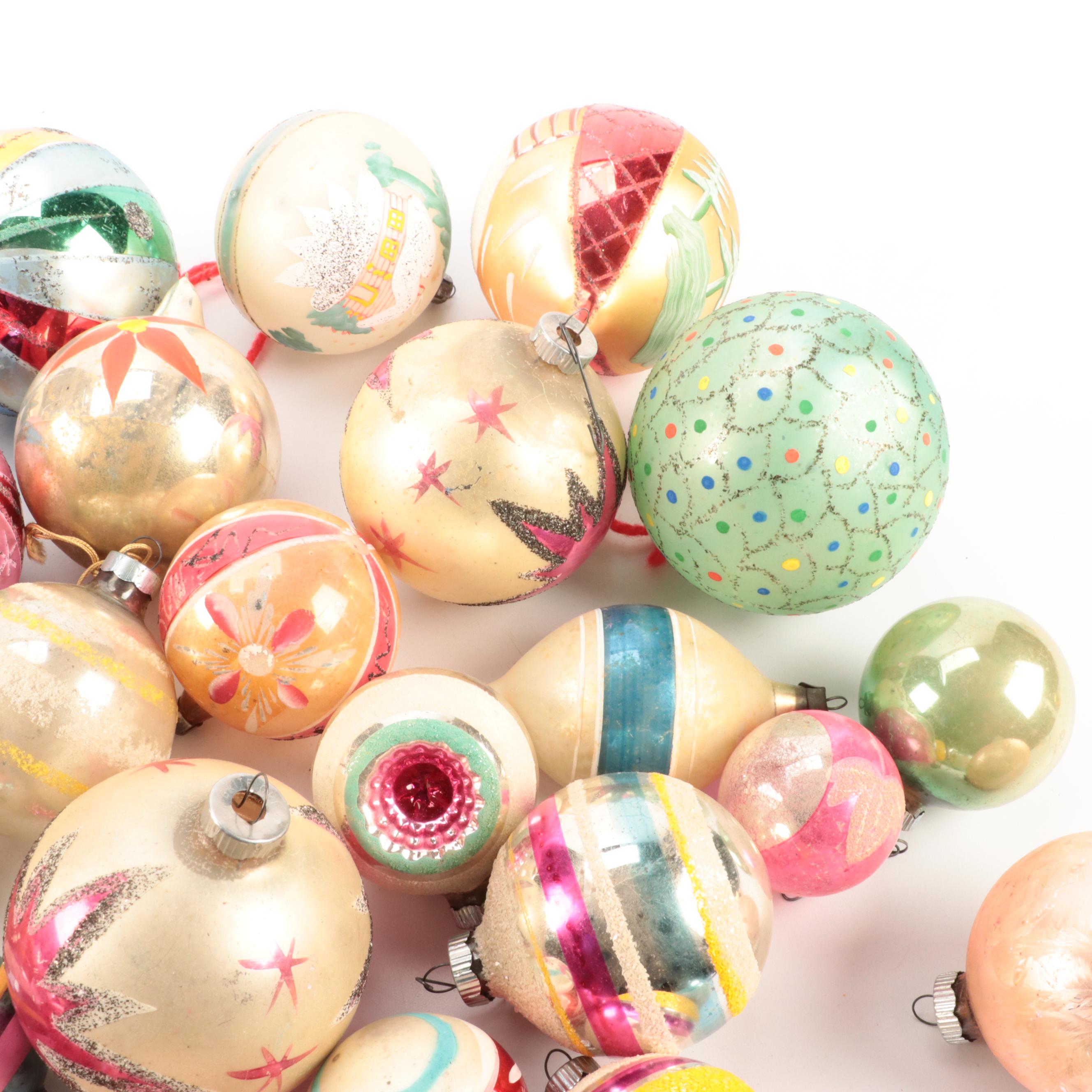 Shiny-Brite Glass Christmas Ornaments, Mid-20th Century