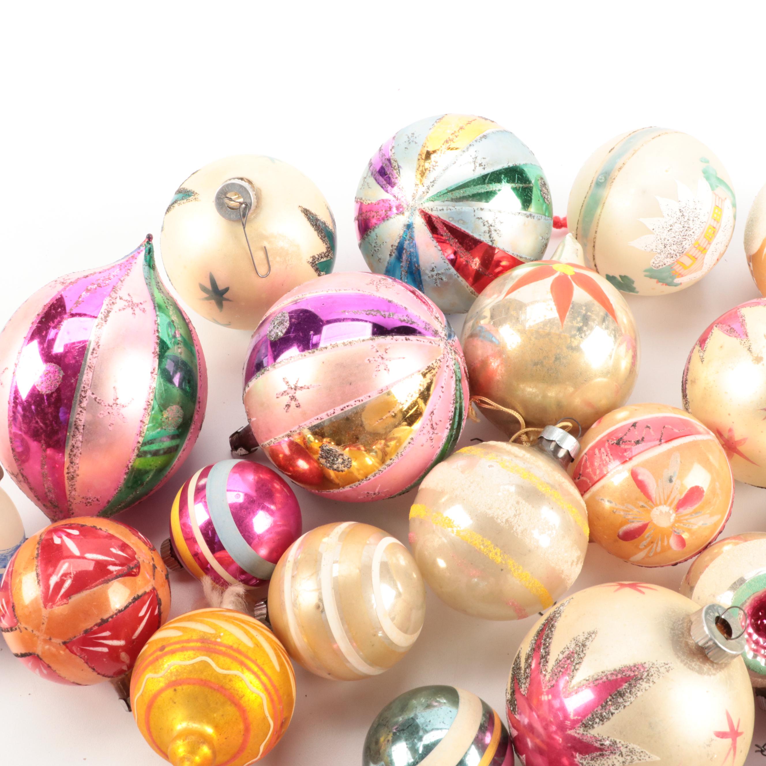 Shiny-Brite Glass Christmas Ornaments, Mid-20th Century