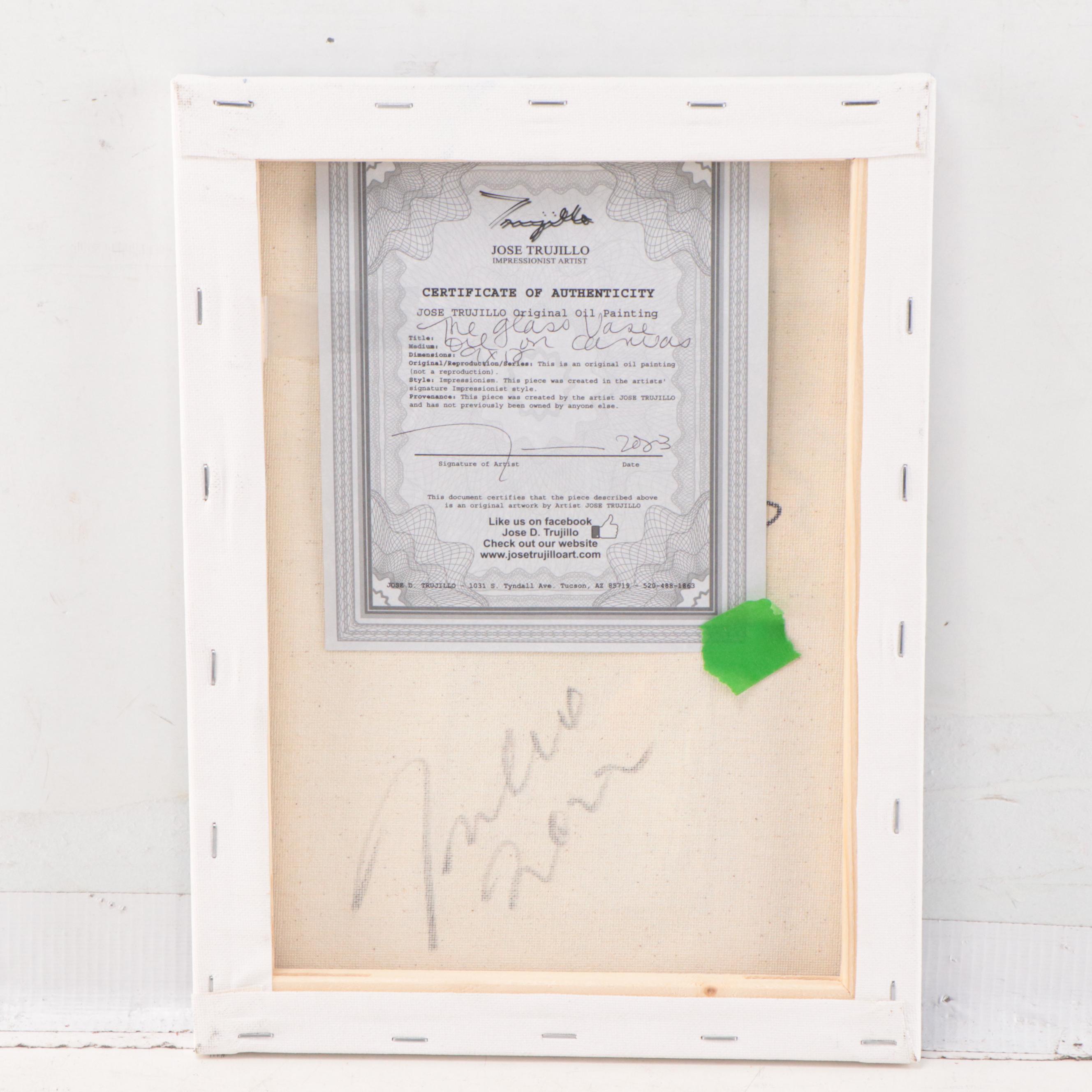 Jose Trujillo Oil Painting "The Glass Vase," 2023