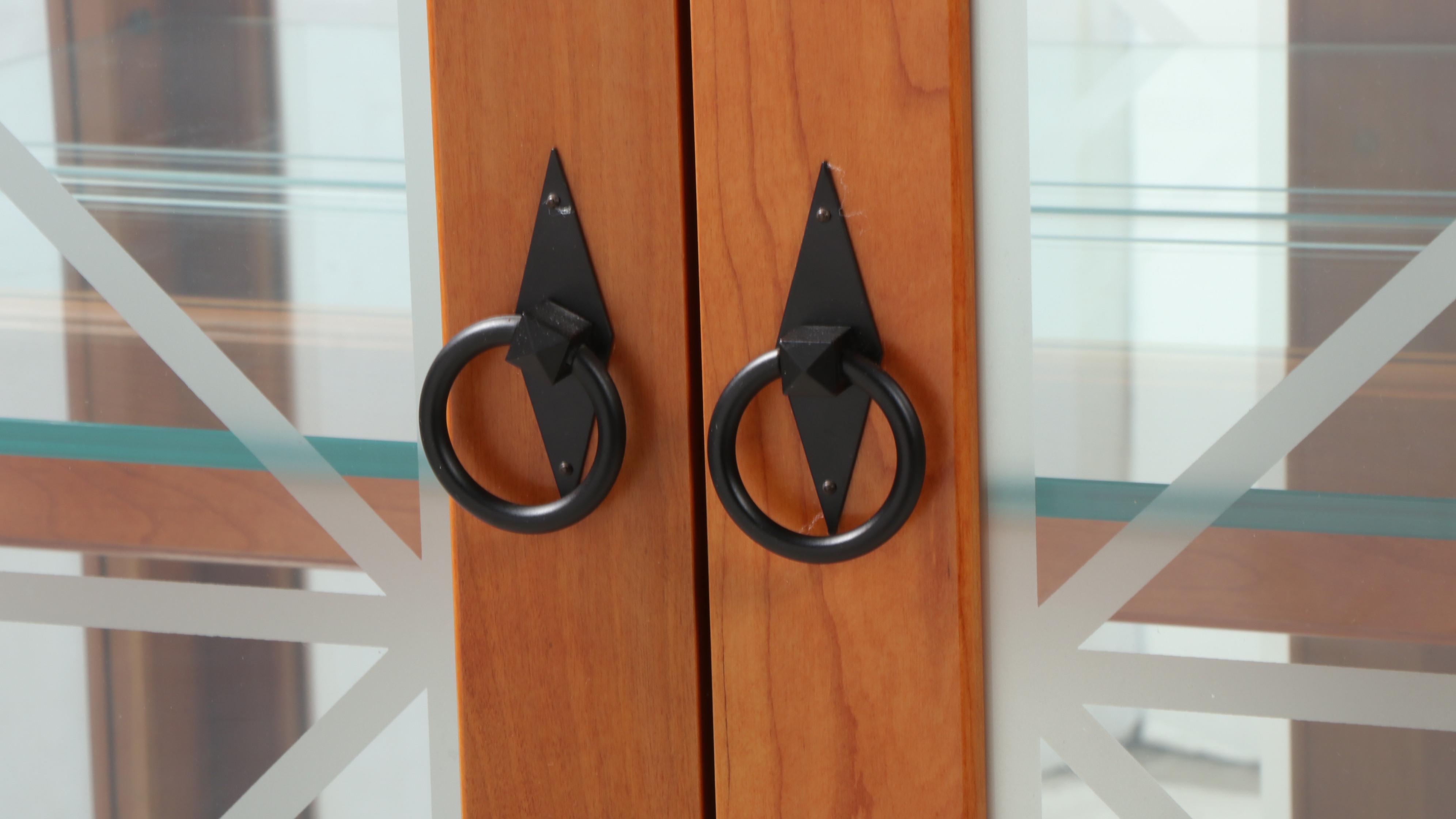 Councill Biedermeier Style Cherrywood and Patterned Glass Display Cabinet