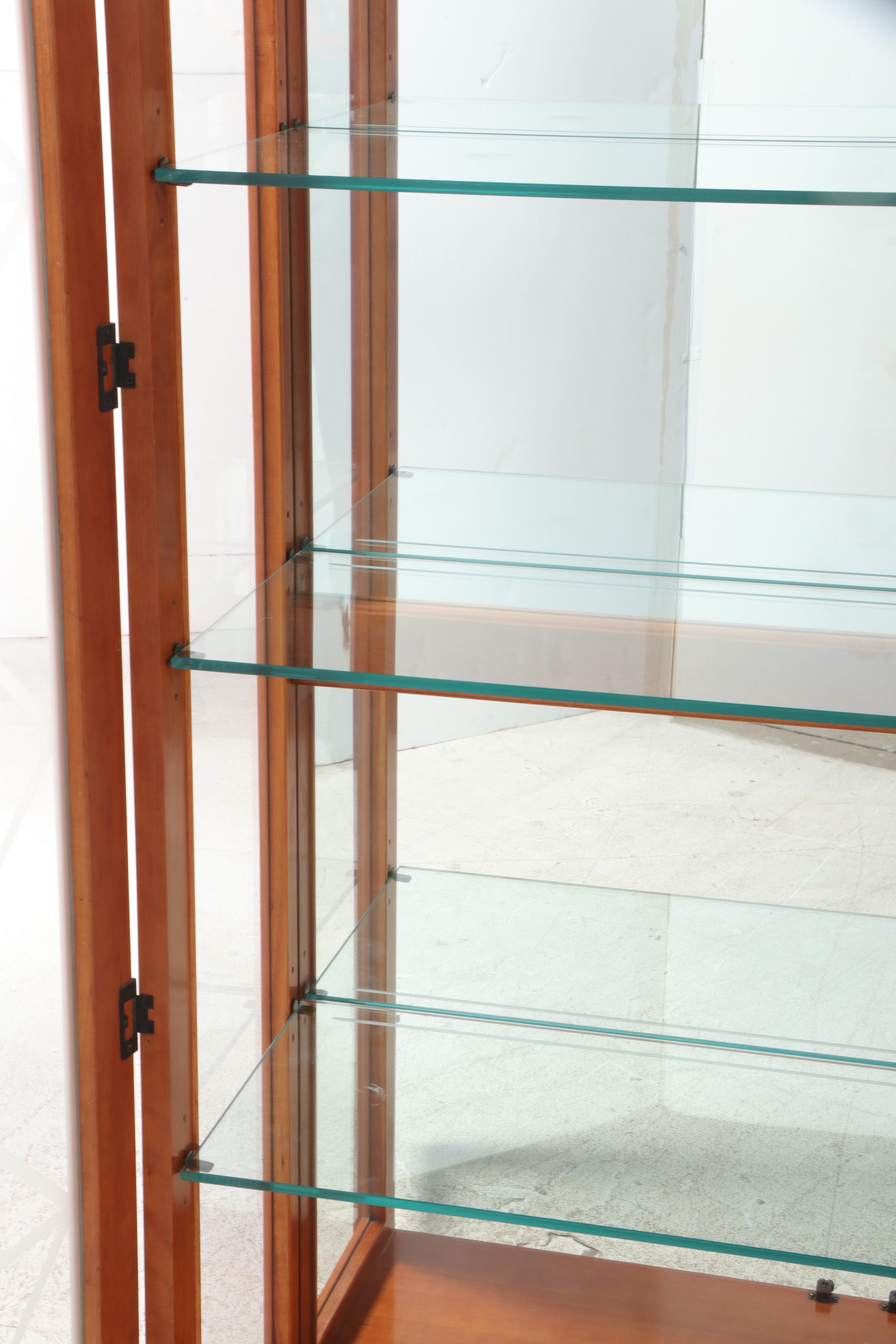 Councill Biedermeier Style Cherrywood and Patterned Glass Display Cabinet