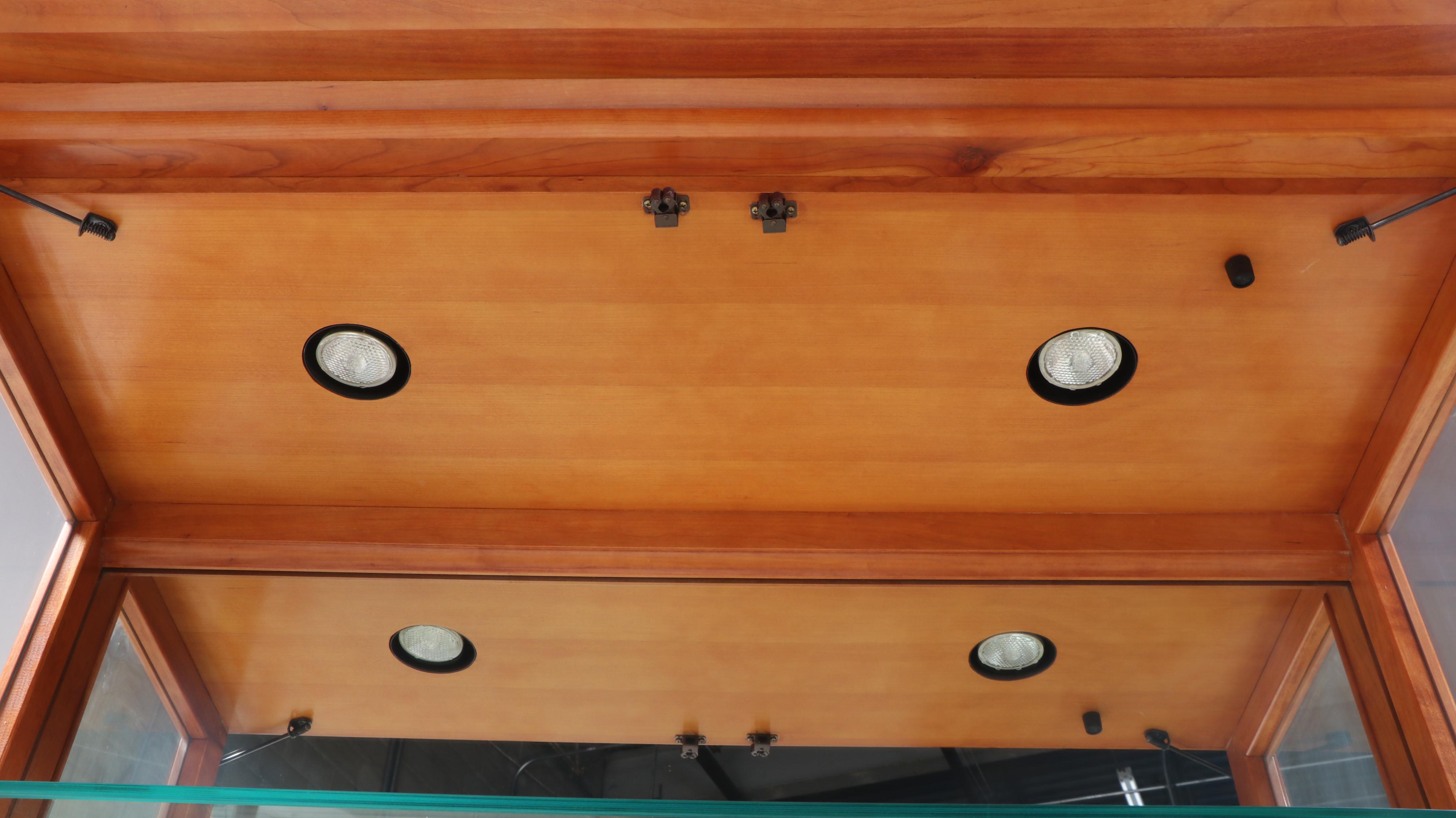 Councill Biedermeier Style Cherrywood and Patterned Glass Display Cabinet