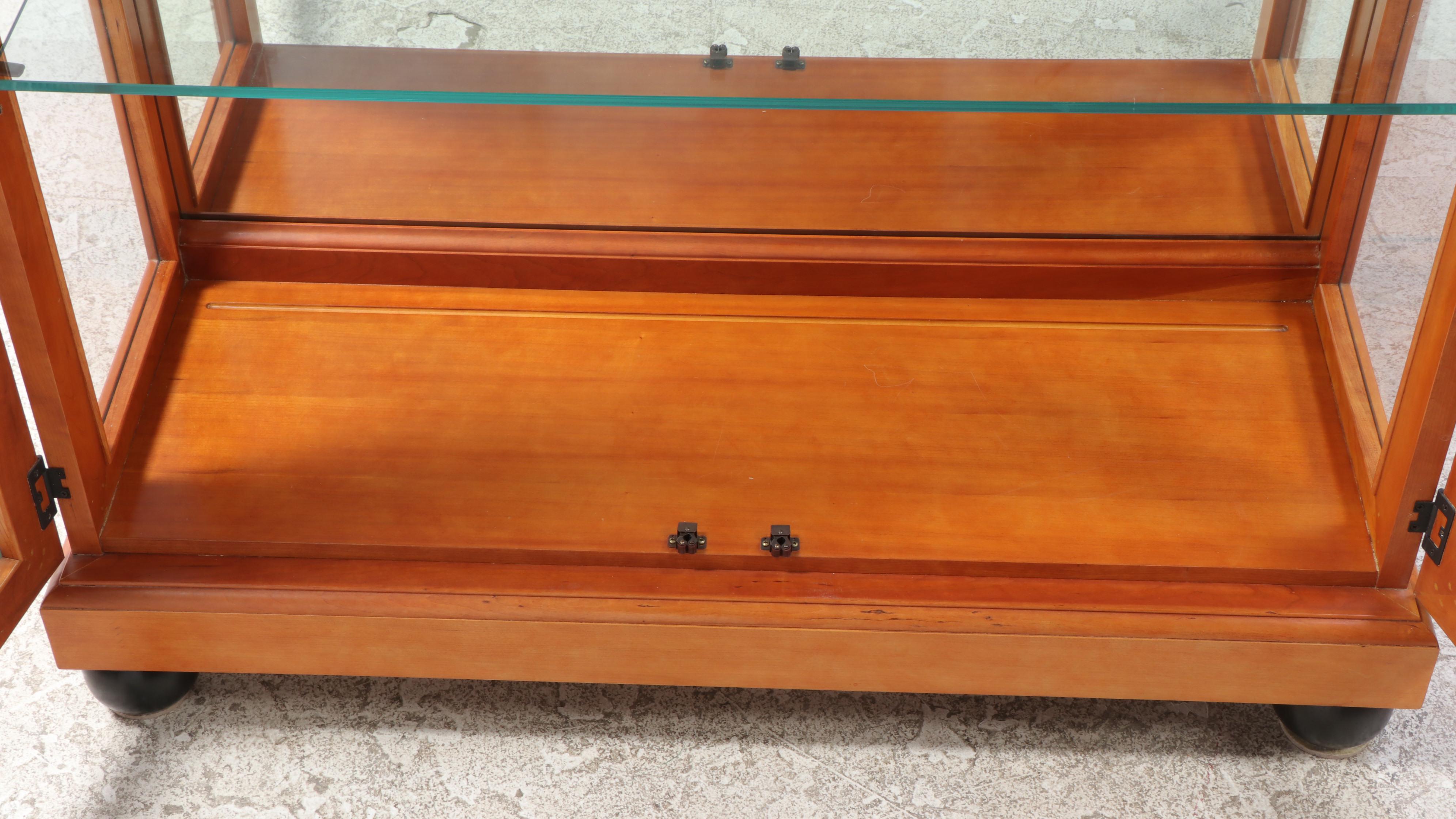 Councill Biedermeier Style Cherrywood and Patterned Glass Display Cabinet