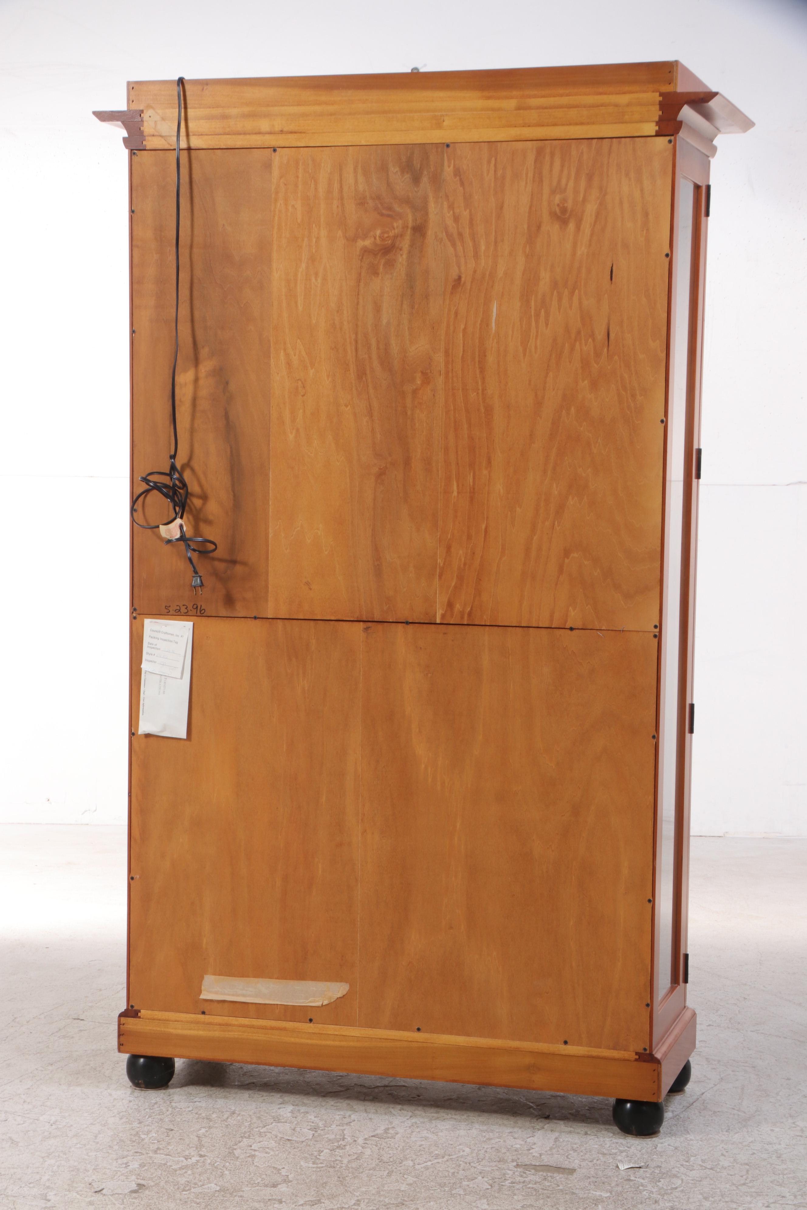 Councill Biedermeier Style Cherrywood and Patterned Glass Display Cabinet