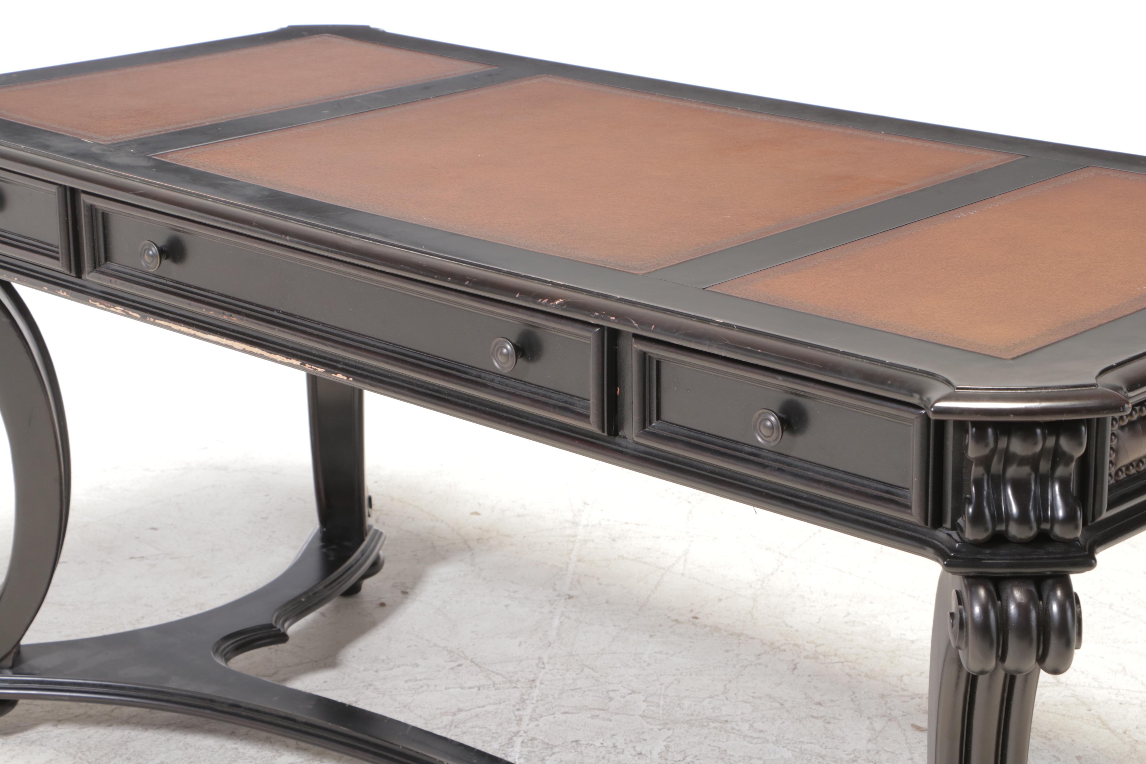 Hooker Furniture Leather-Top Wooden Desk with Keyboard Drawer