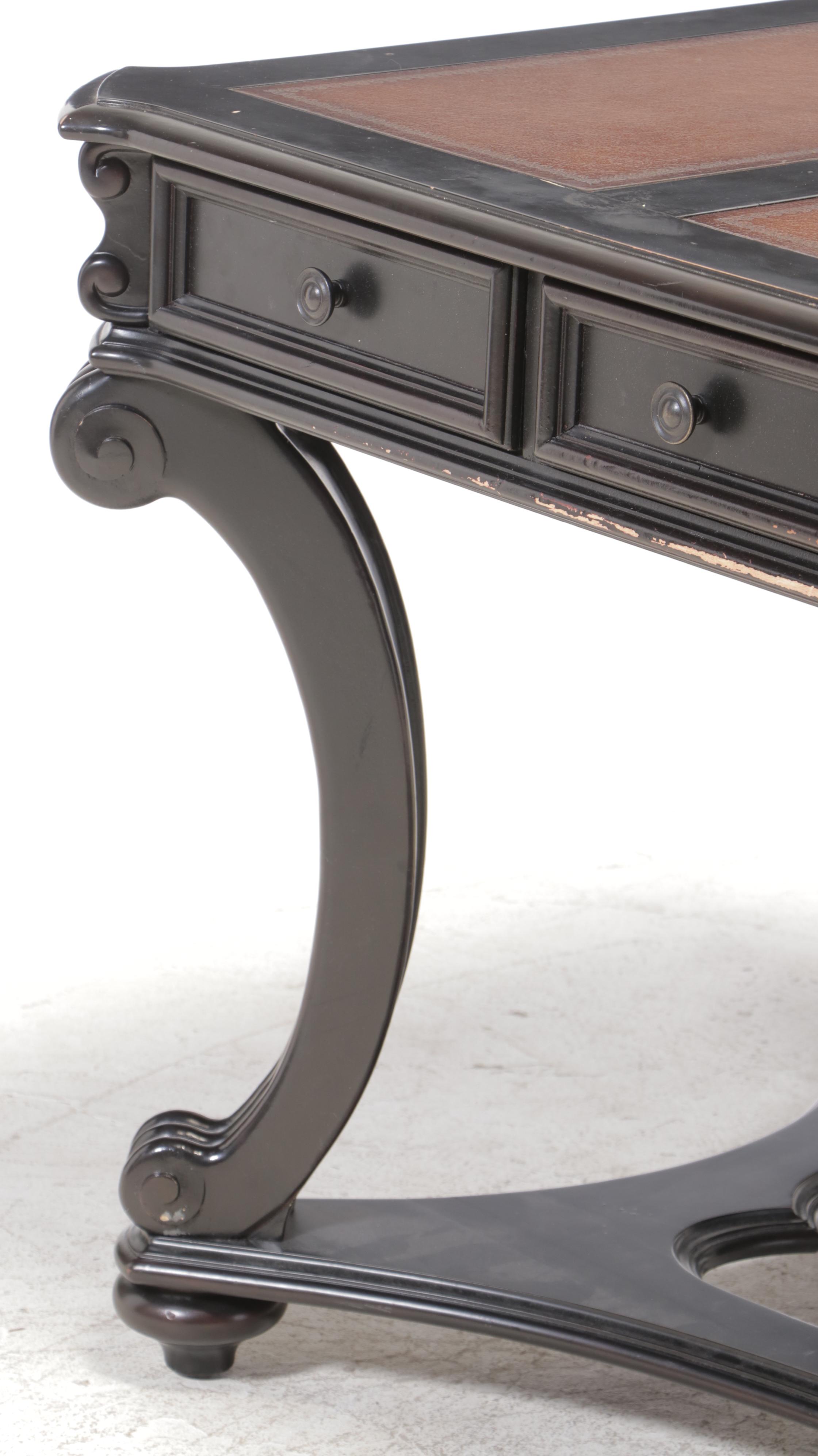 Hooker Furniture Leather-Top Wooden Desk with Keyboard Drawer