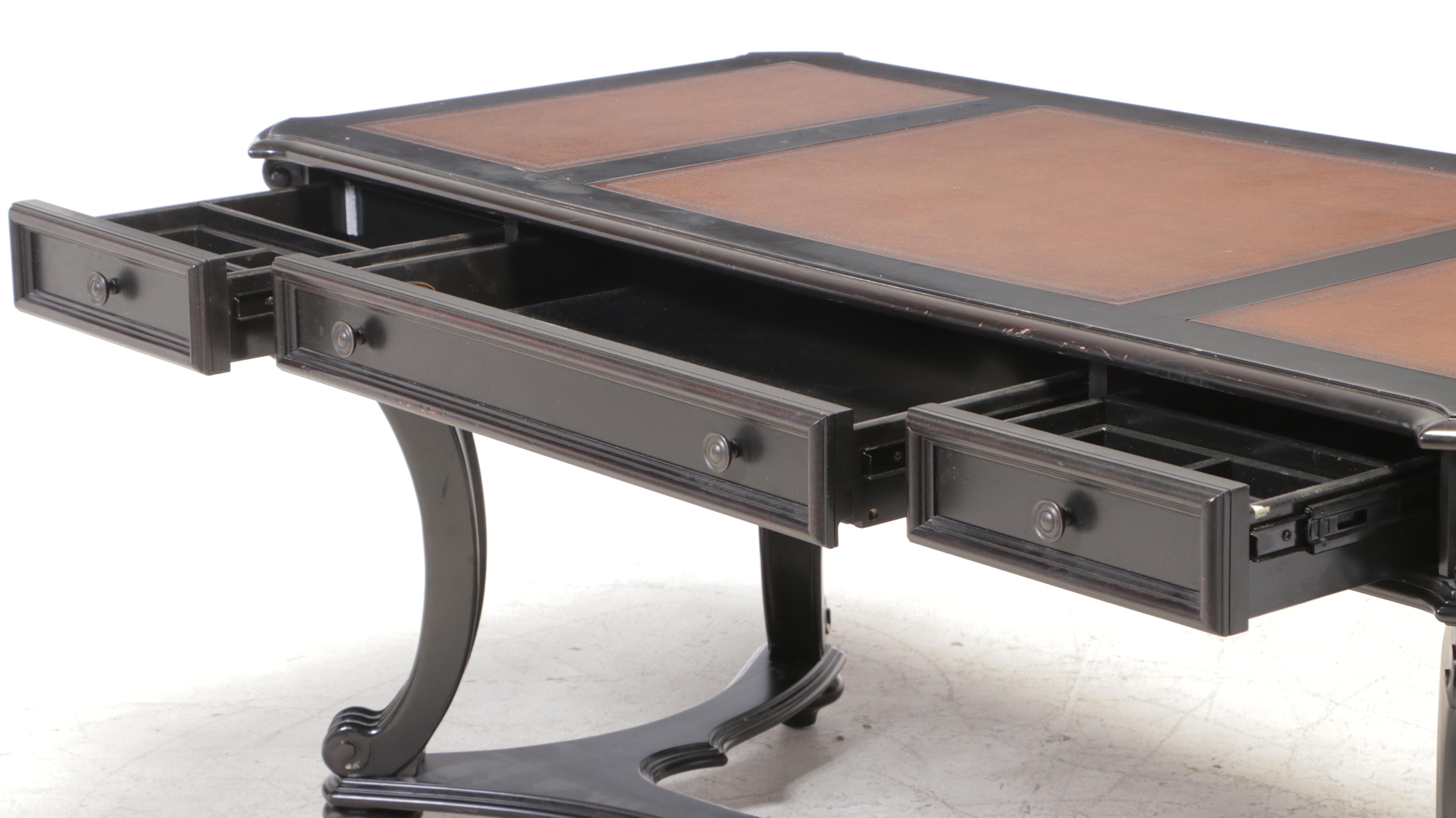 Hooker Furniture Leather-Top Wooden Desk with Keyboard Drawer