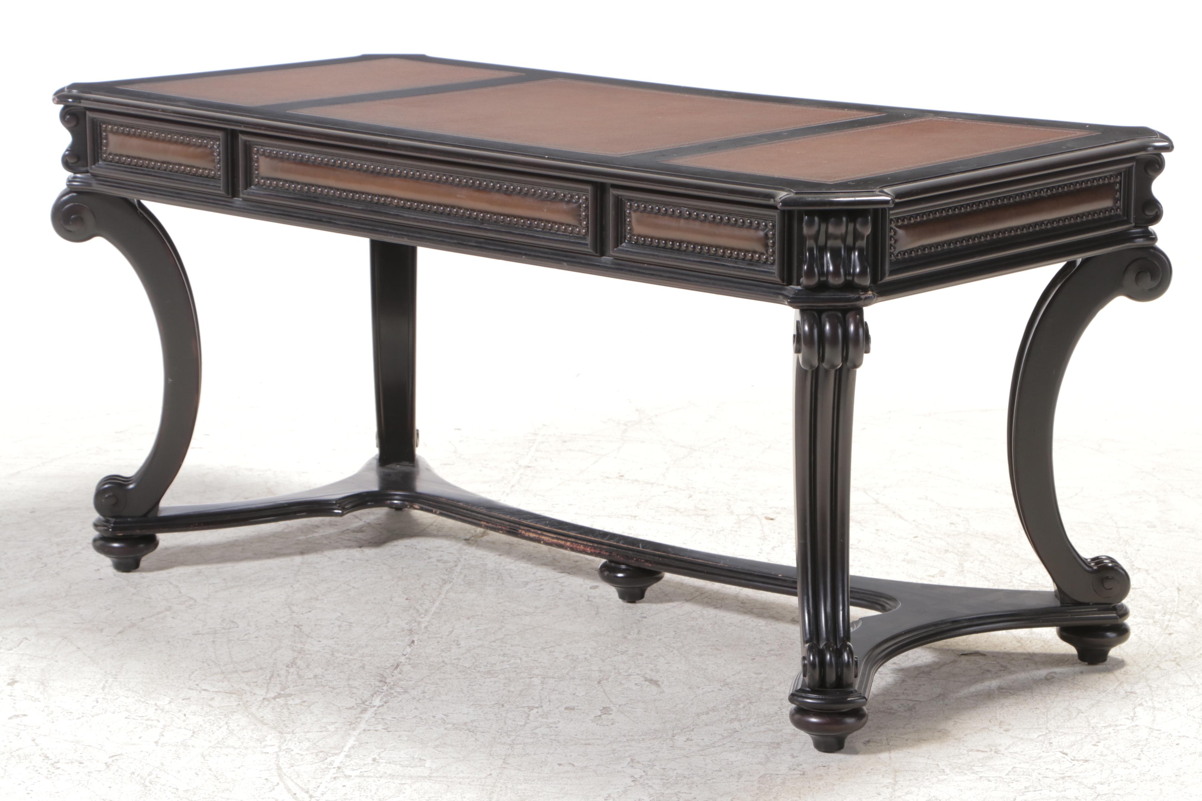 Hooker Furniture Leather-Top Wooden Desk with Keyboard Drawer