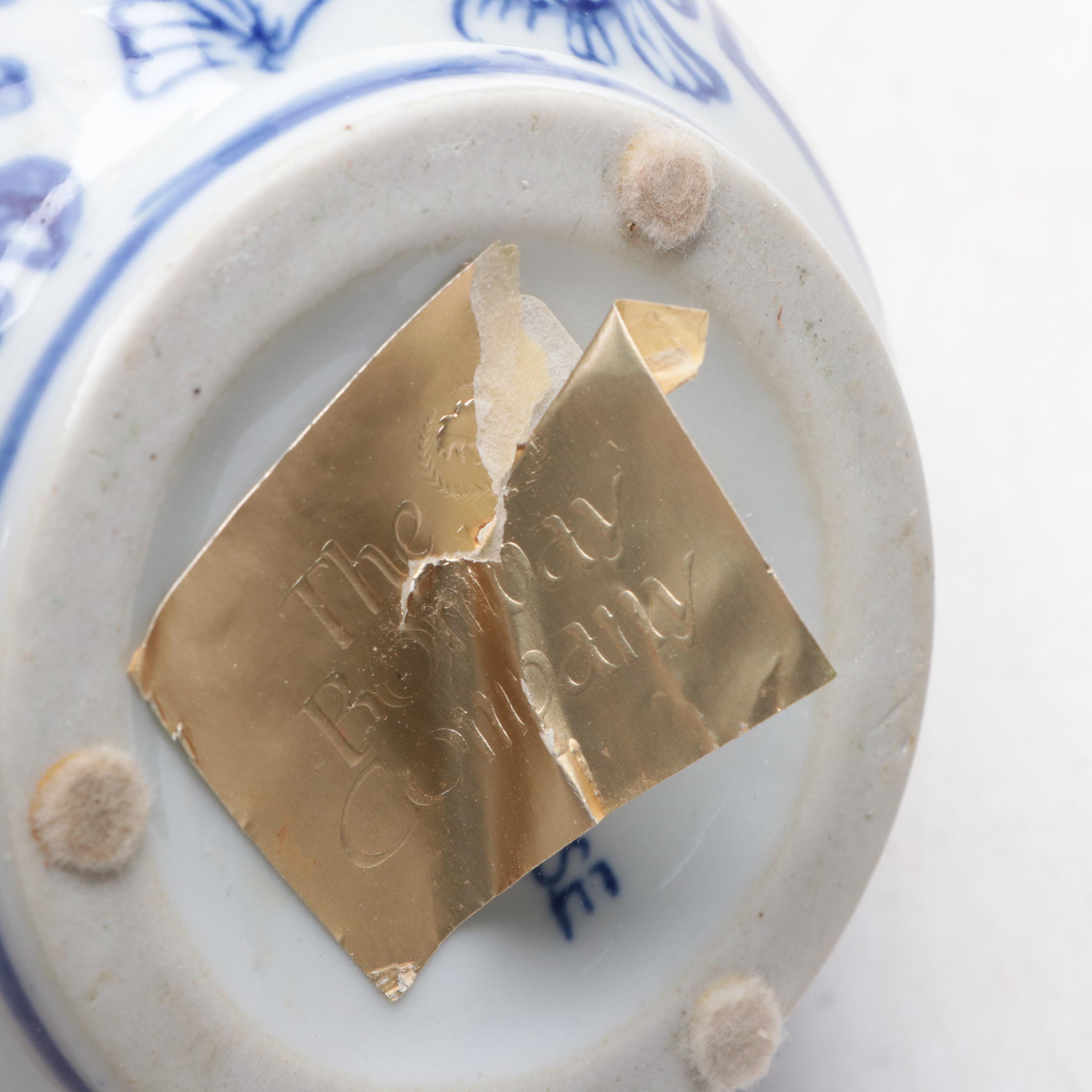 Austin Porcelain Dog Figurines with Blue and White Ceramics