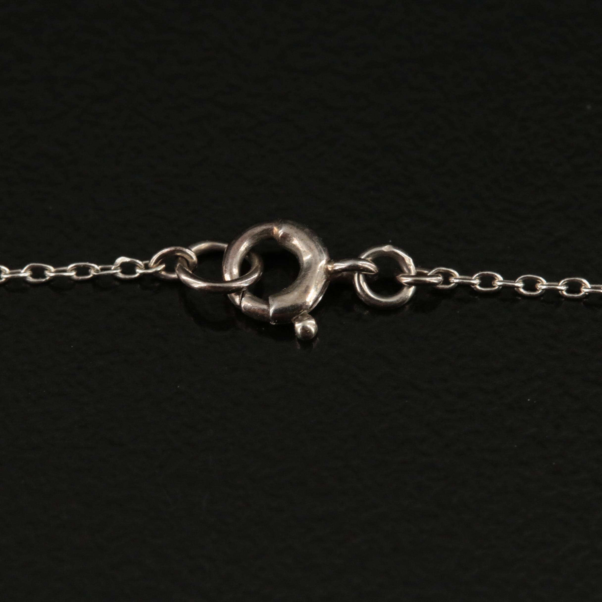 Early 1900s 10K Diamond and Pearl Lavalier Necklace with Sterling Accent