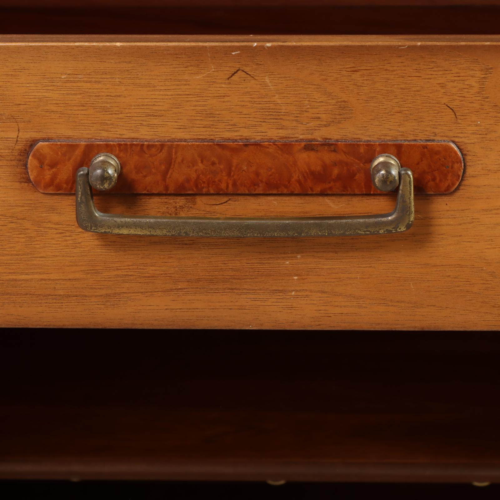 Drexel "Meridian" Mid Century Modern Butternut and Pecan China Cabinet