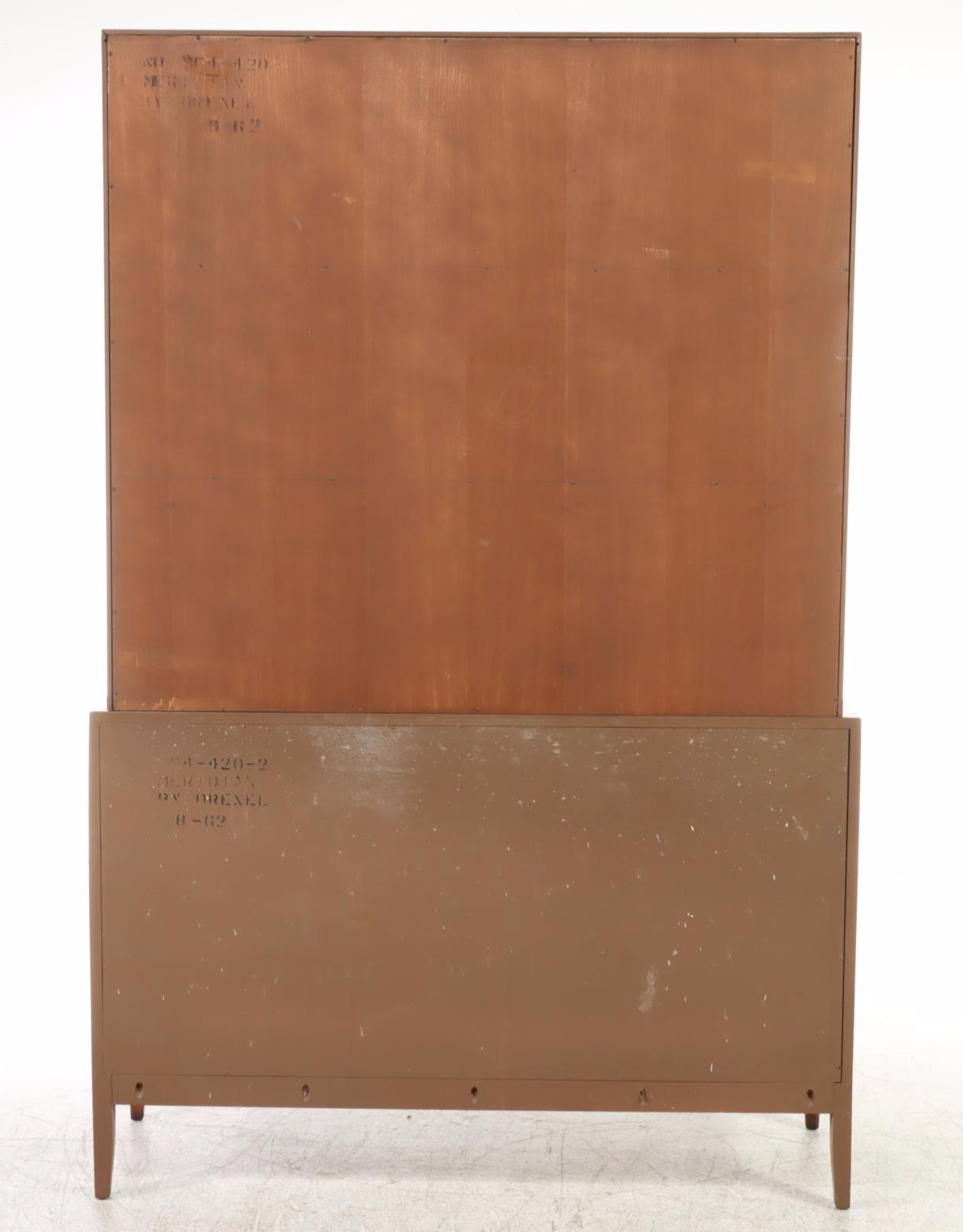 Drexel "Meridian" Mid Century Modern Butternut and Pecan China Cabinet