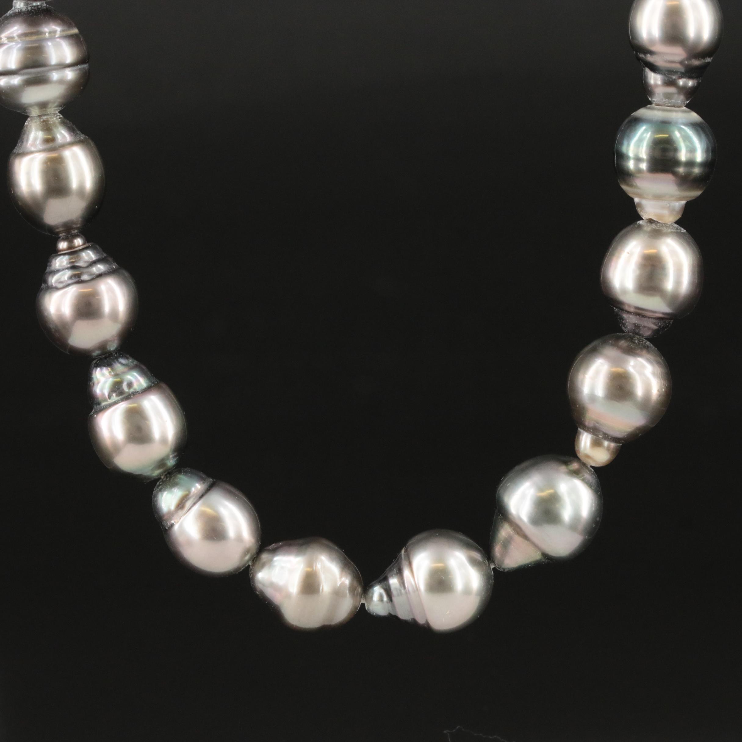 Graduated Baroque Pearl Necklace with 14K and Diamond Clasp
