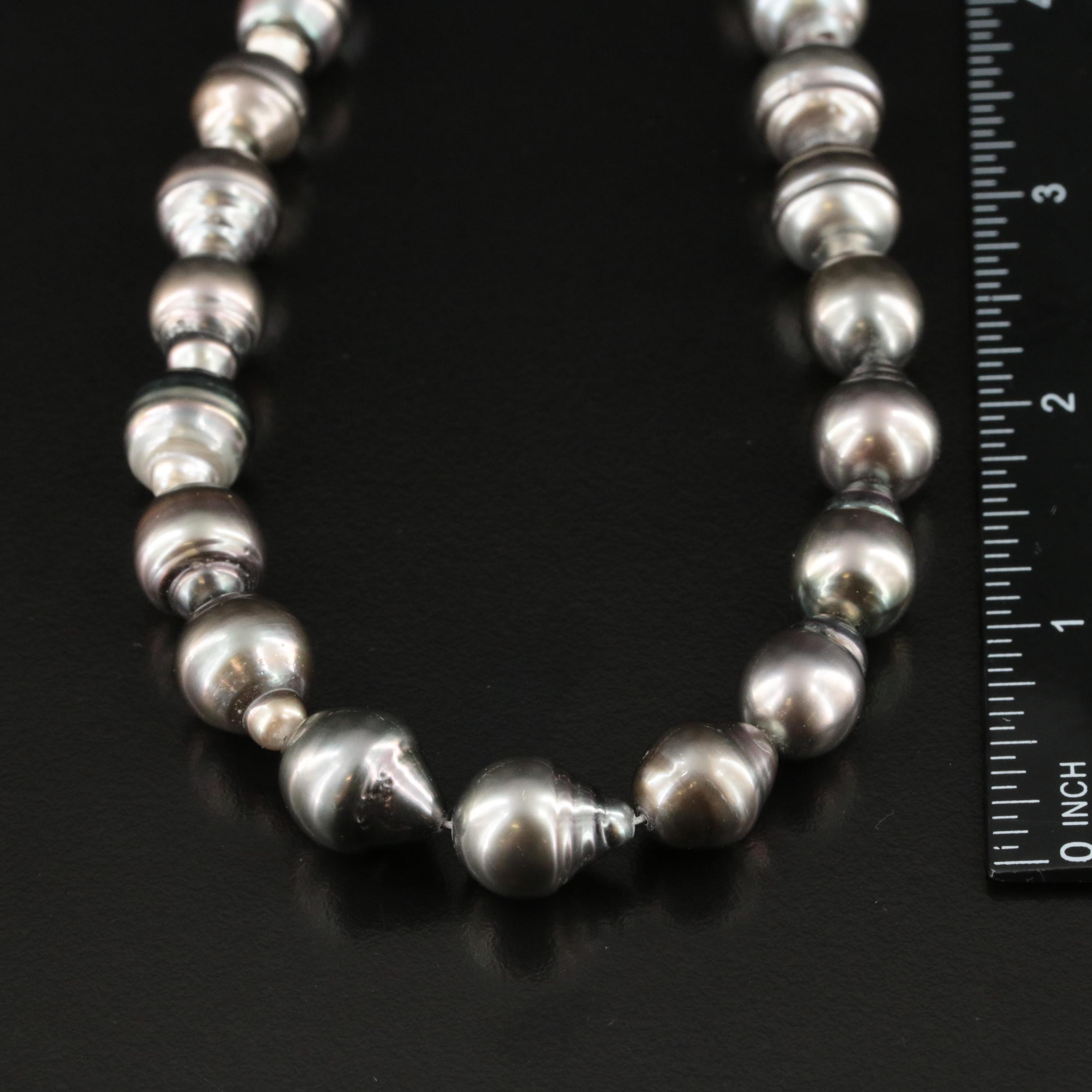 Graduated Baroque Pearl Necklace with 14K and Diamond Clasp
