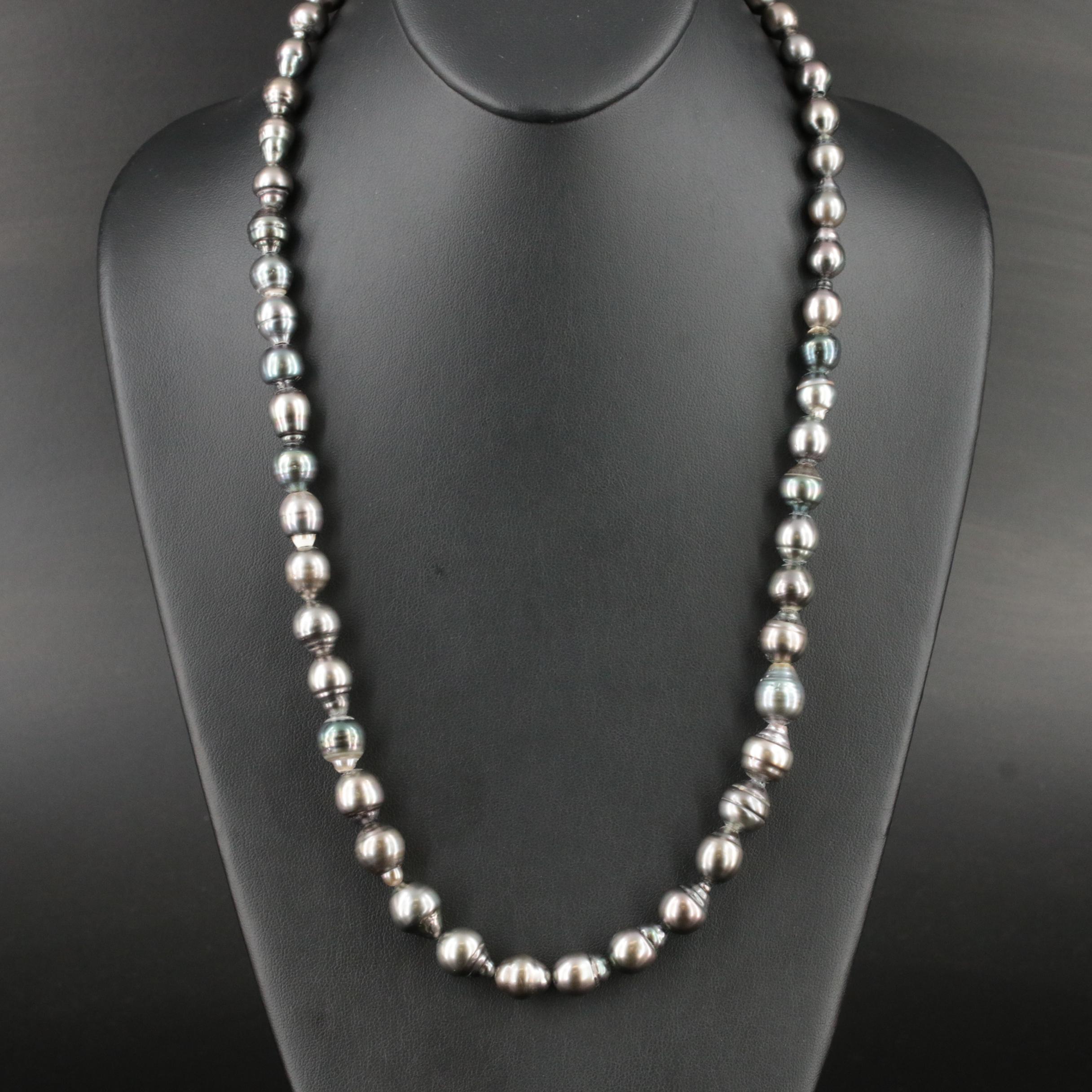 Graduated Baroque Pearl Necklace with 14K and Diamond Clasp