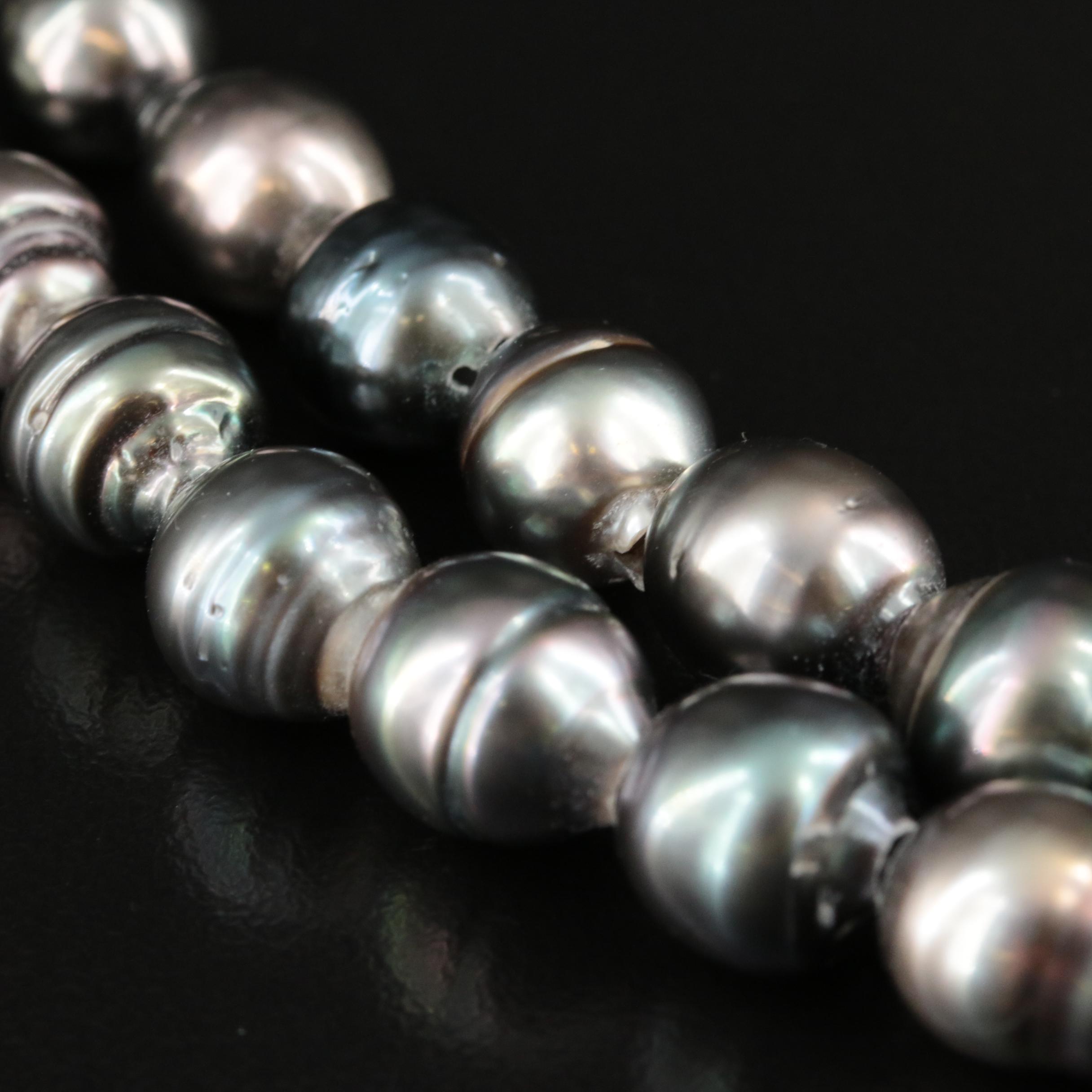 Graduated Baroque Pearl Necklace with 14K and Diamond Clasp