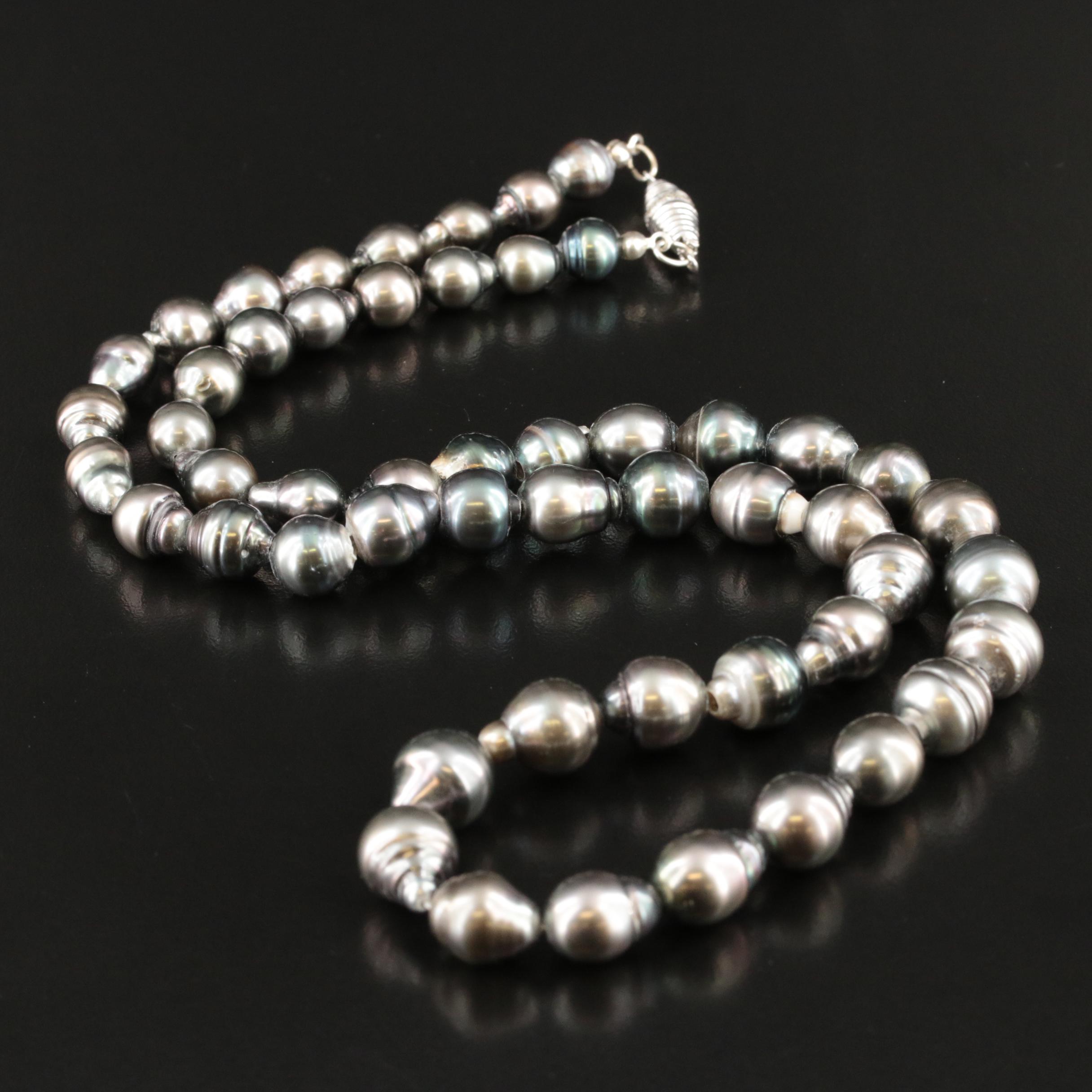 Graduated Baroque Pearl Necklace with 14K and Diamond Clasp