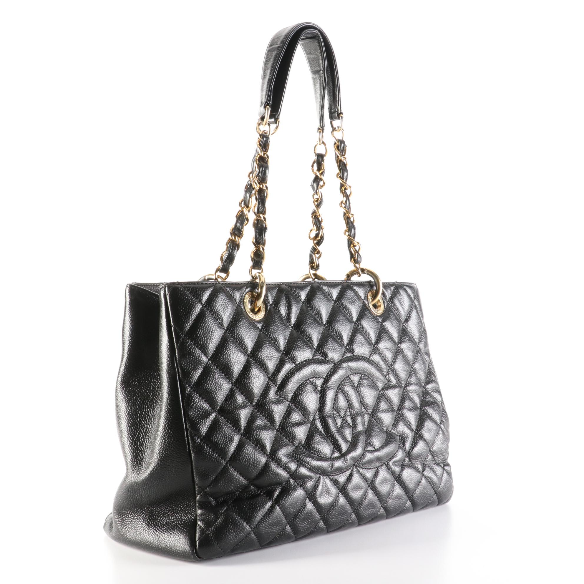 Chanel Grand Shopping Tote Bag in Black Quilted Caviar Leather