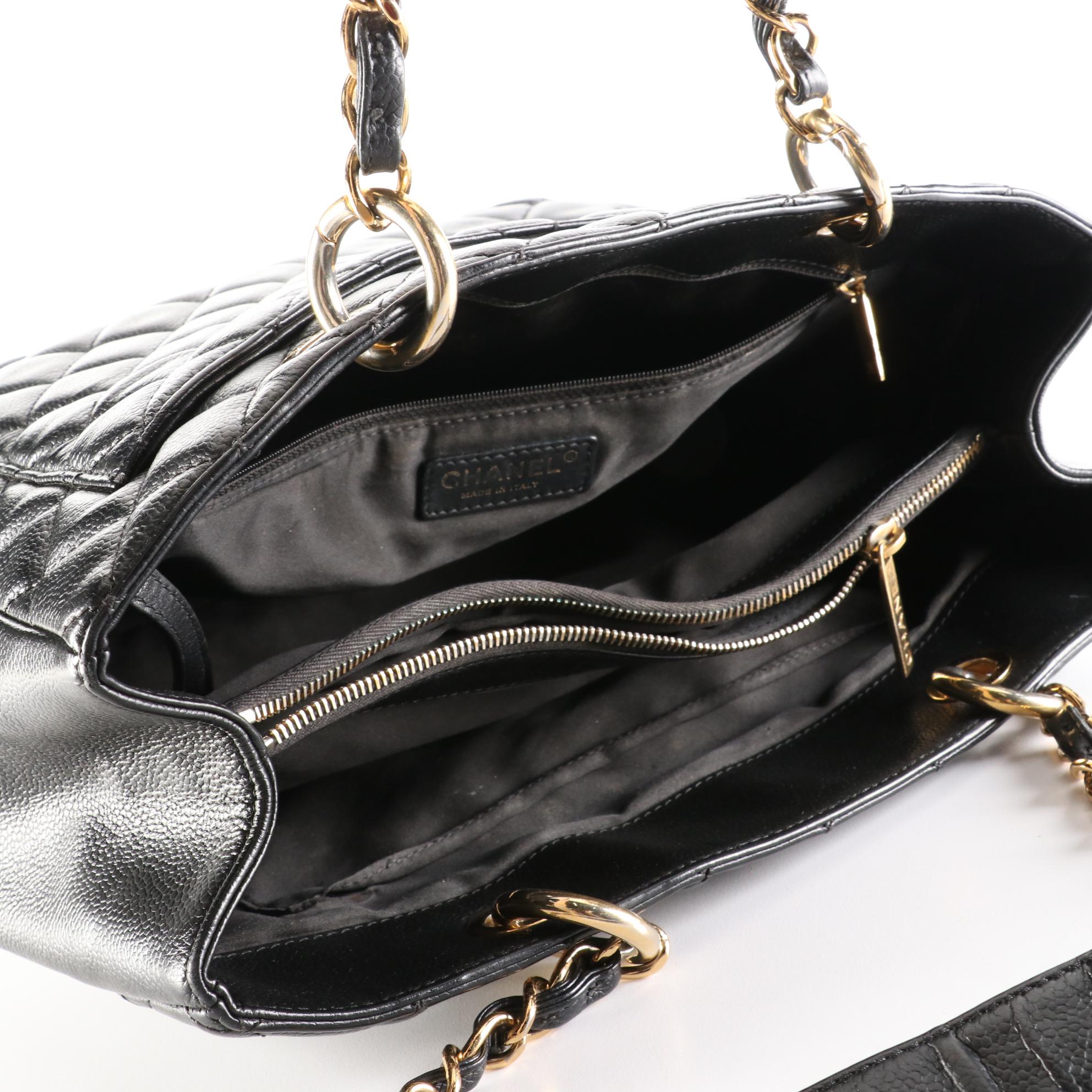 Chanel Grand Shopping Tote Bag in Black Quilted Caviar Leather