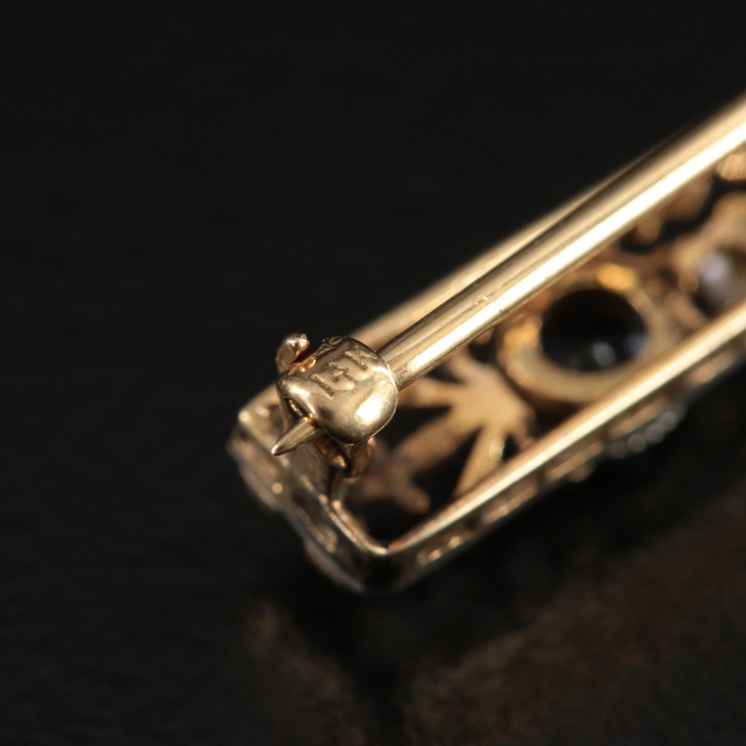 Edwardian Bippart, Griscom and Osborn 14K and Platinum Sapphire and Pearl Pin