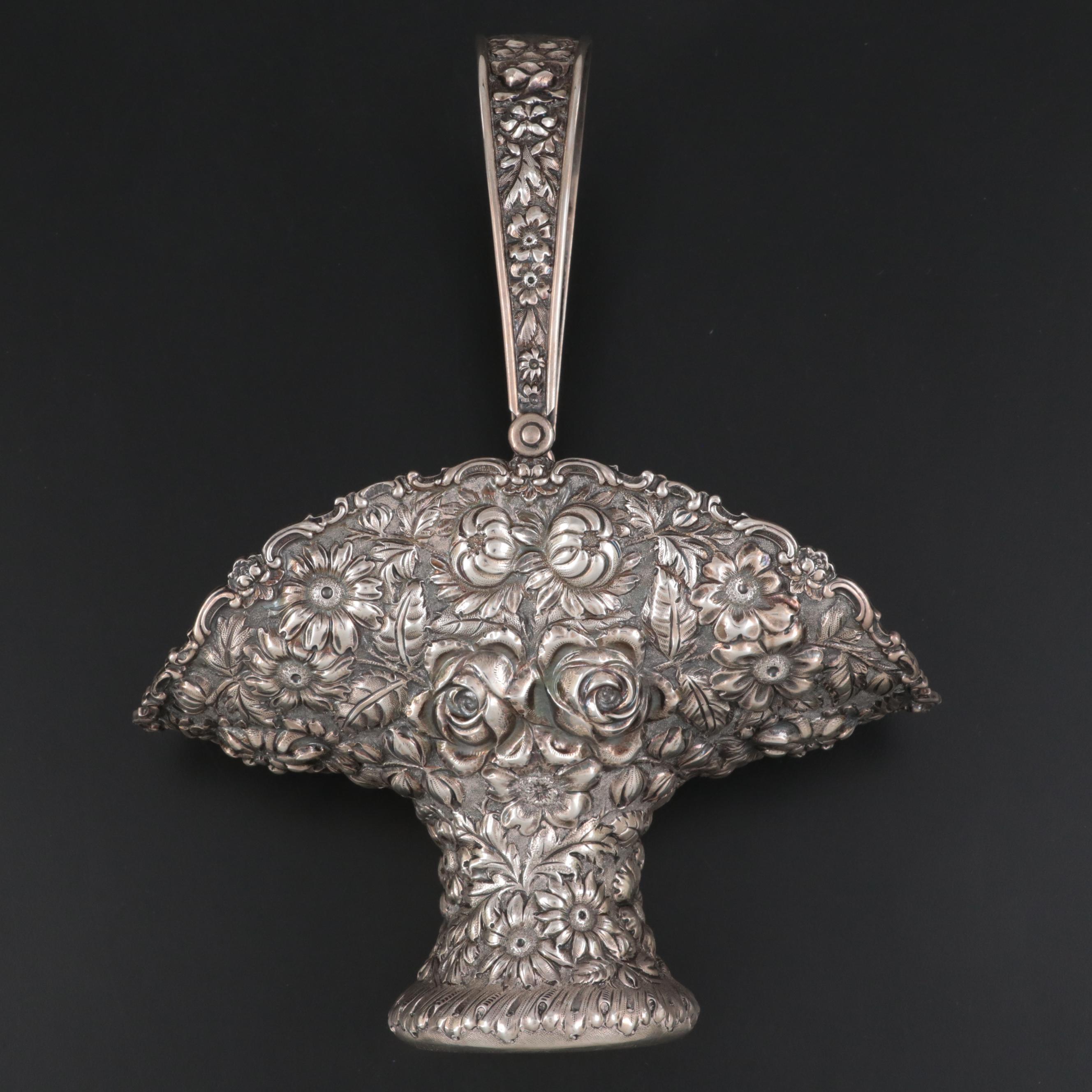 Stieff "Rose" Sterling Silver Footed Basket, Late 19th Century