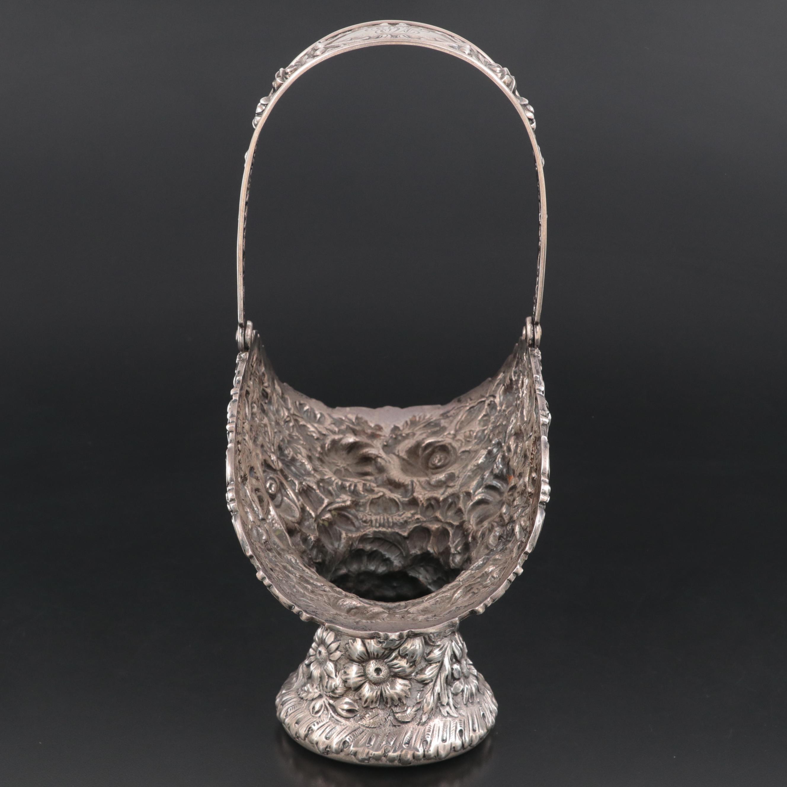 Stieff "Rose" Sterling Silver Footed Basket, Late 19th Century