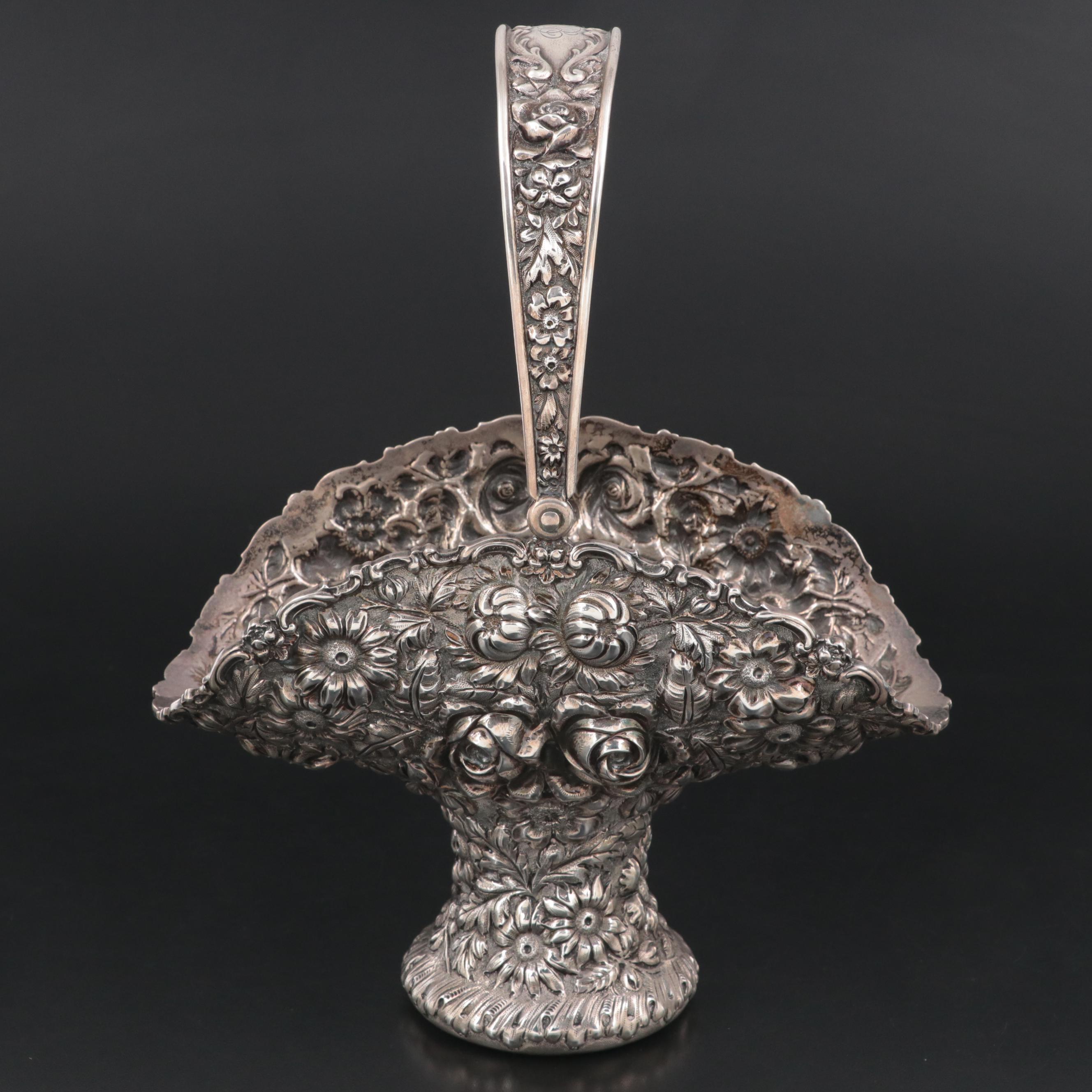 Stieff "Rose" Sterling Silver Footed Basket, Late 19th Century