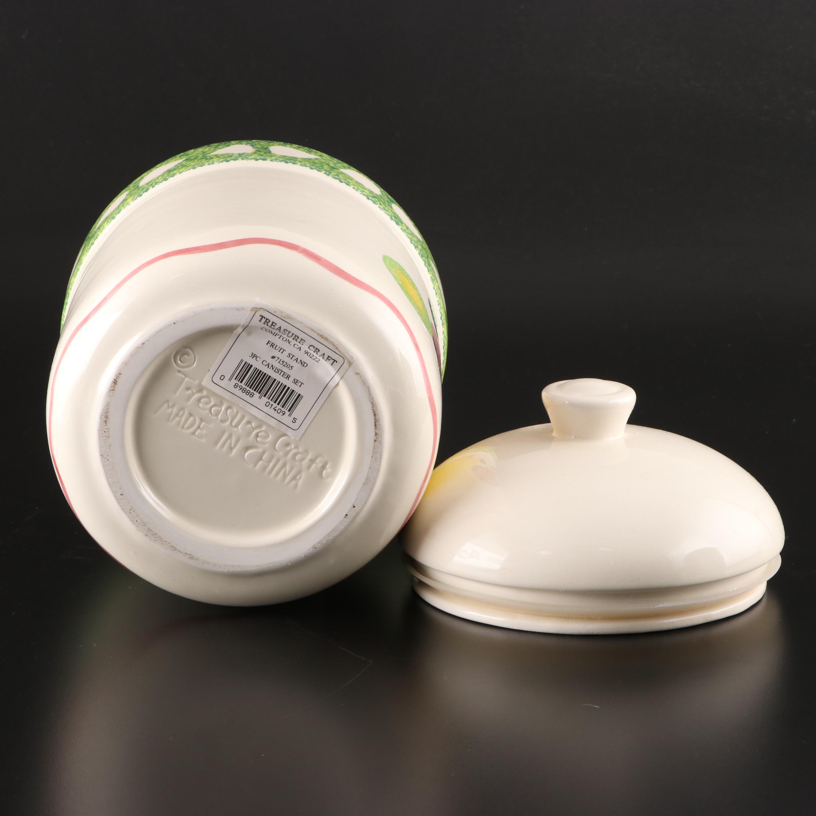 Treasure Craft "Fruit Stand" Three-Piece Ceramic Canister Set
