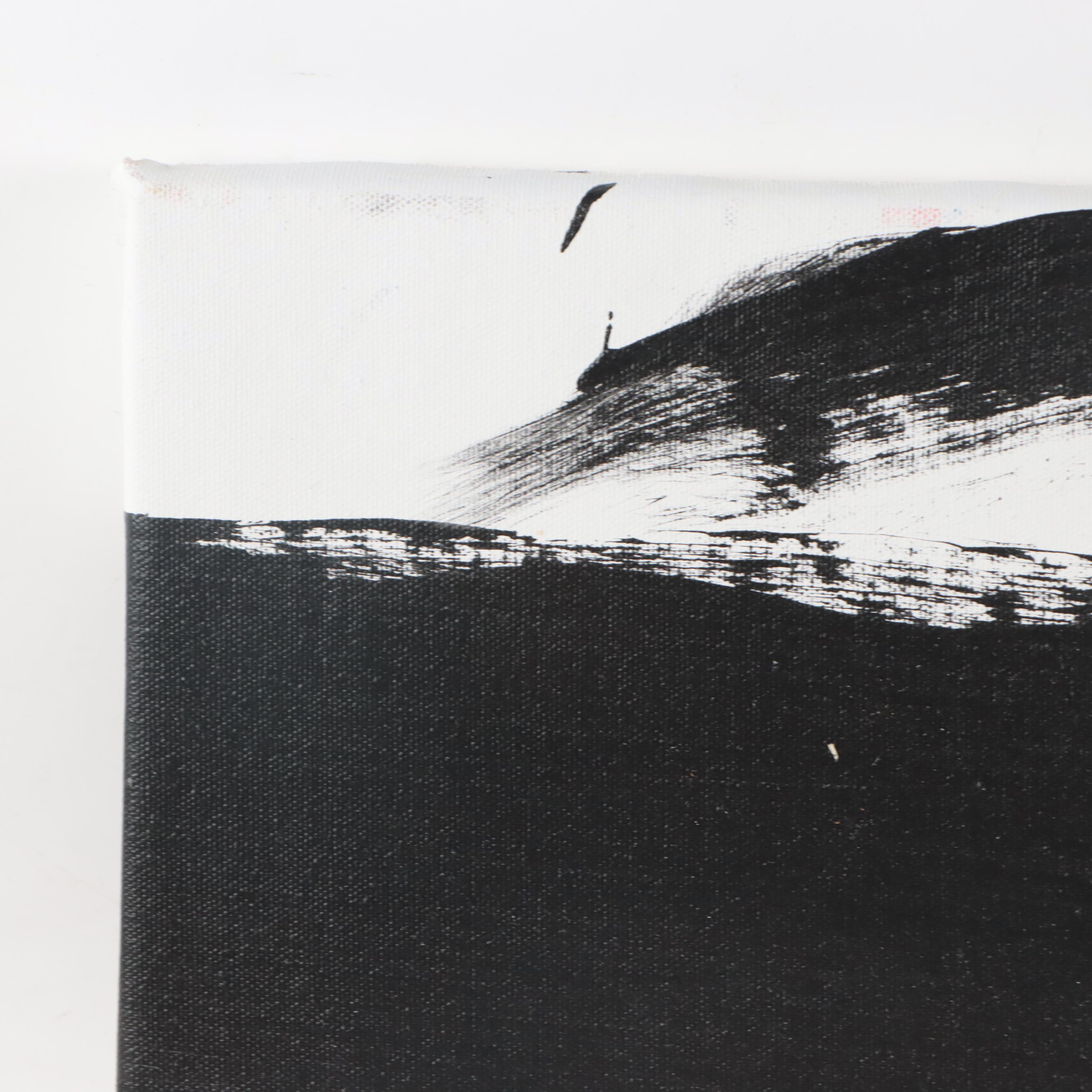 Robbie Kemper Abstract Acrylic Painting "Black Double Swoops"