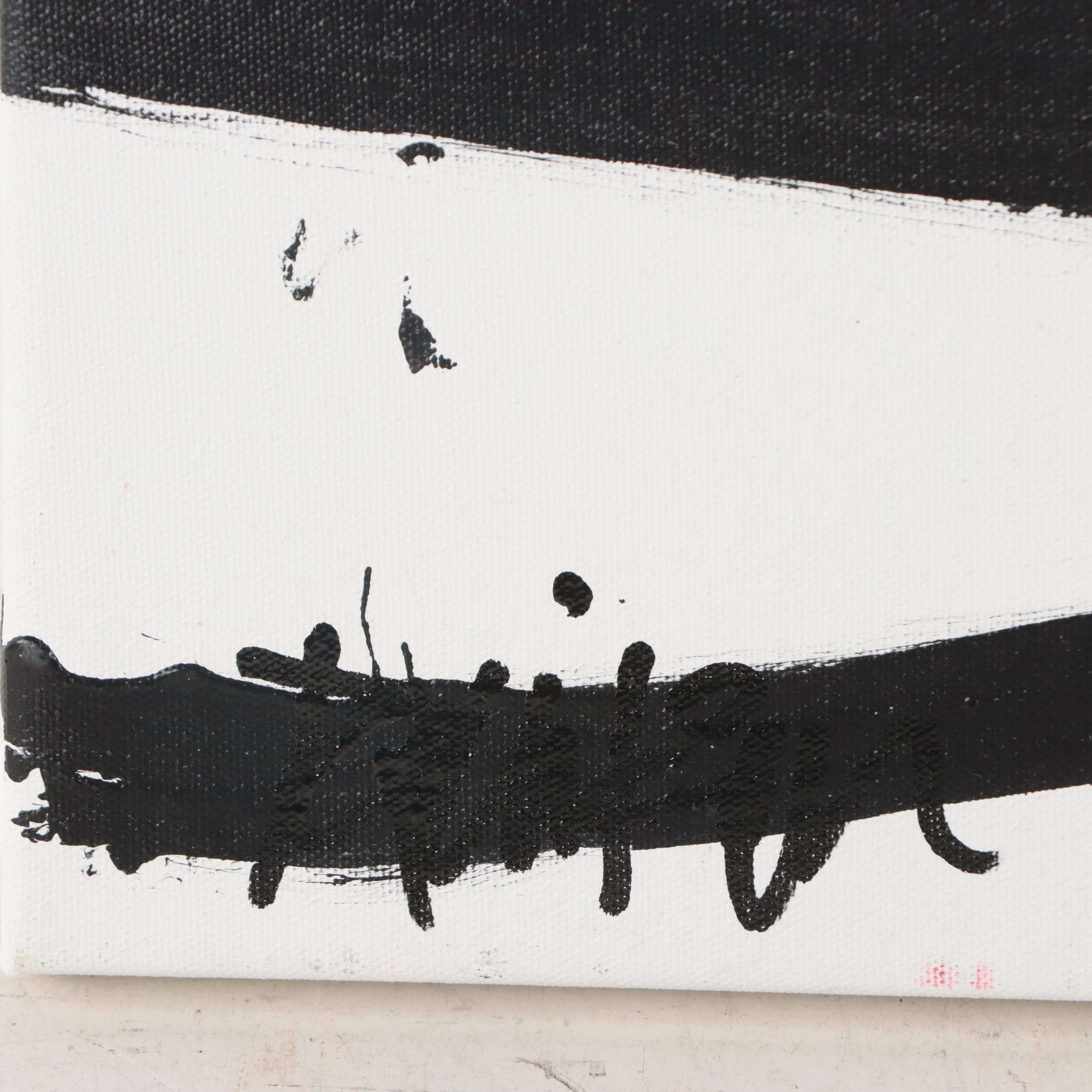 Robbie Kemper Abstract Acrylic Painting "Black Double Swoops"