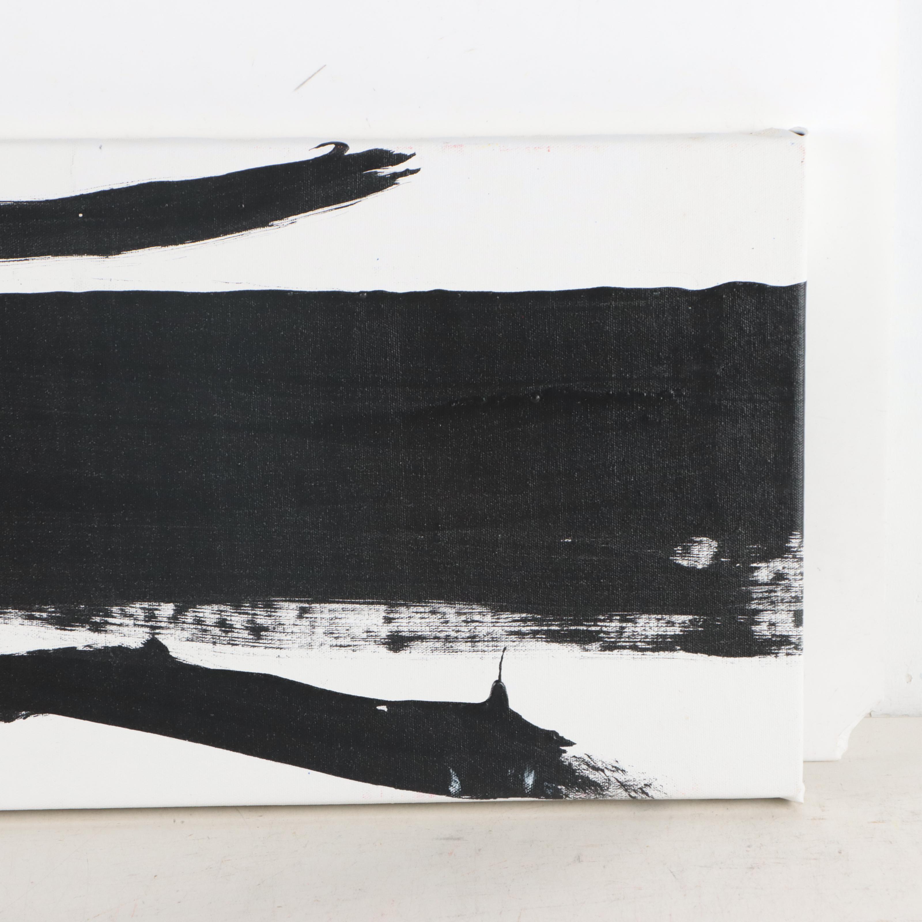 Robbie Kemper Abstract Acrylic Painting "Black Double Swoops"