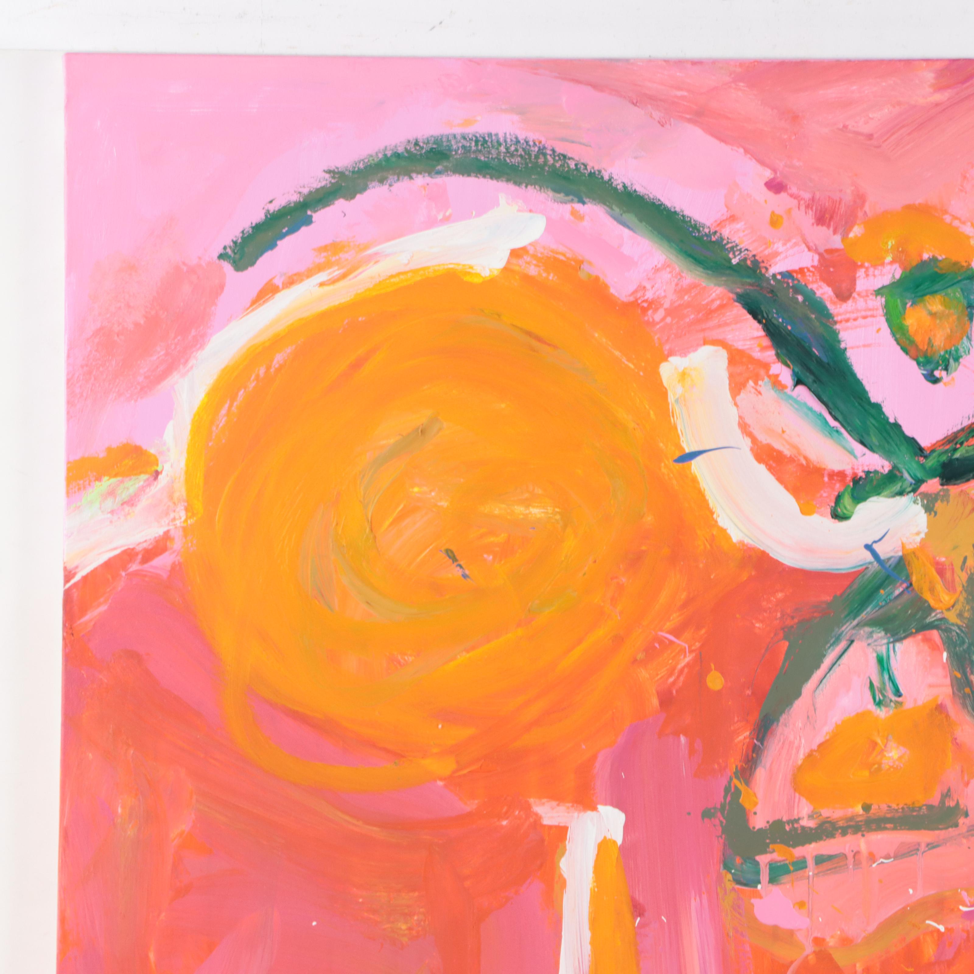 Robbie Kemper Abstract Acrylic Painting "Orange Sun Eyebrow"