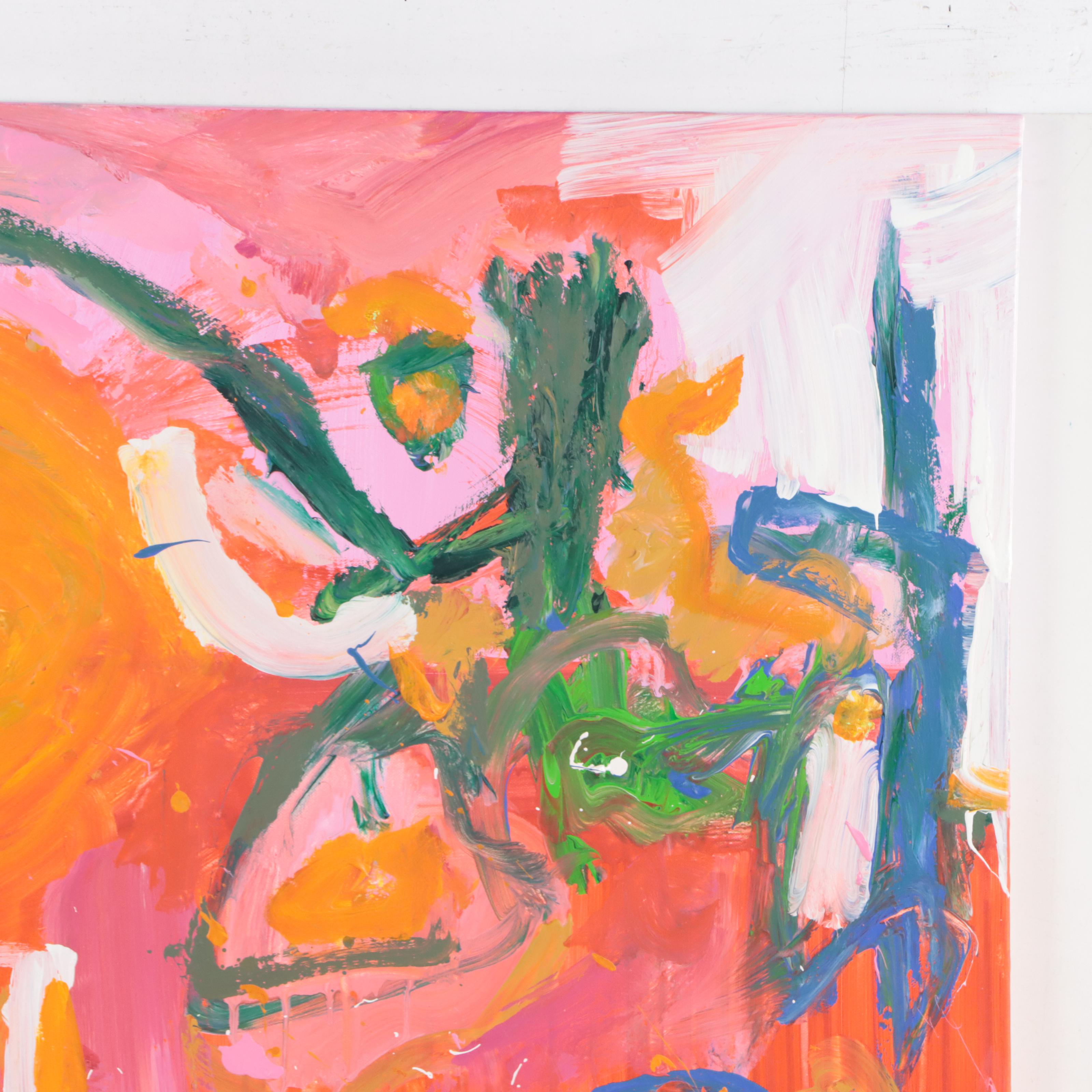 Robbie Kemper Abstract Acrylic Painting "Orange Sun Eyebrow"