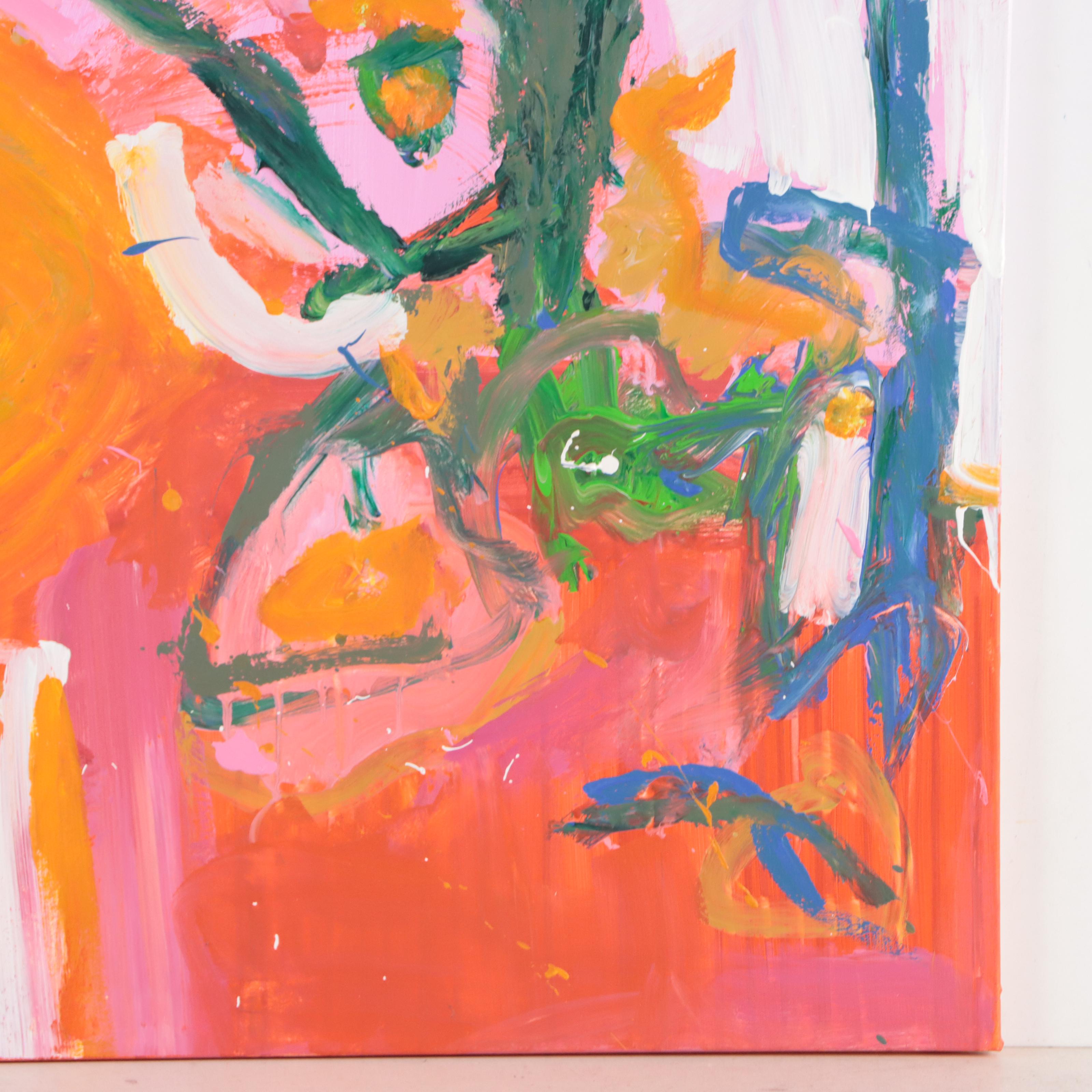 Robbie Kemper Abstract Acrylic Painting "Orange Sun Eyebrow"