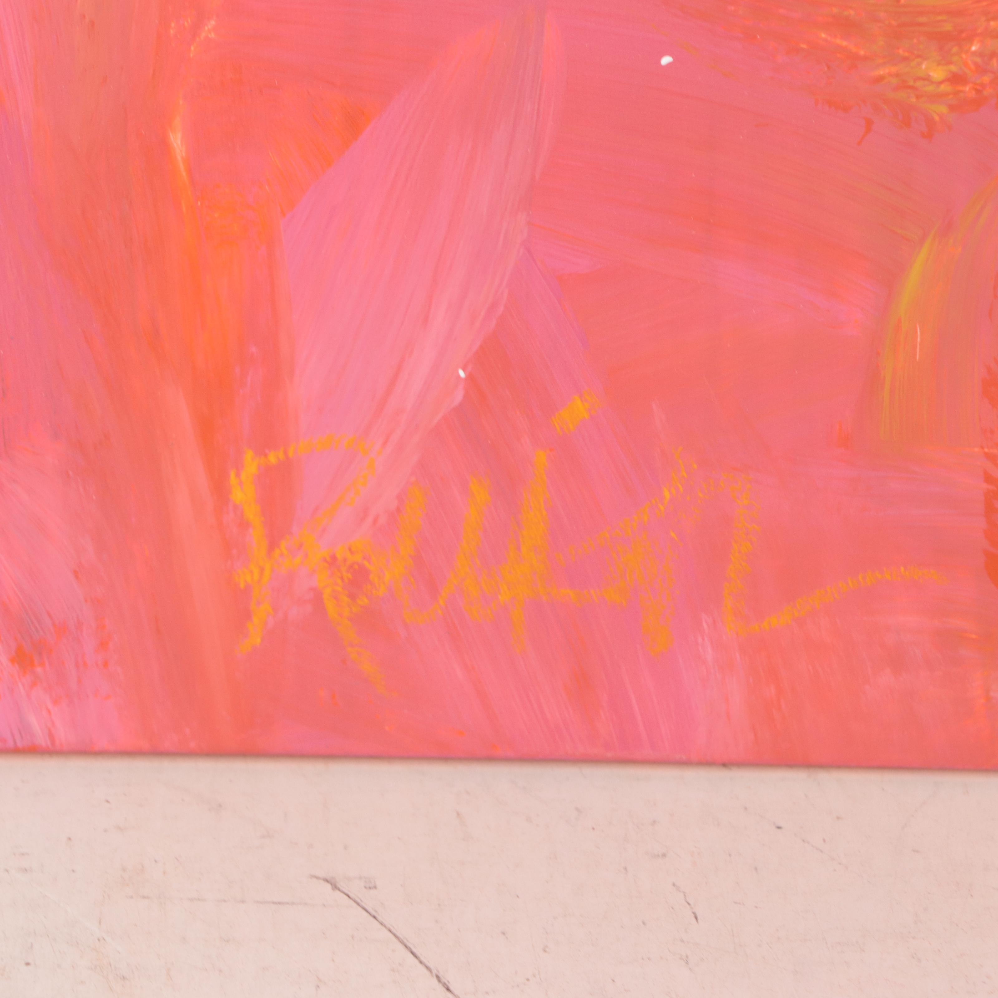 Robbie Kemper Abstract Acrylic Painting "Orange Sun Eyebrow"