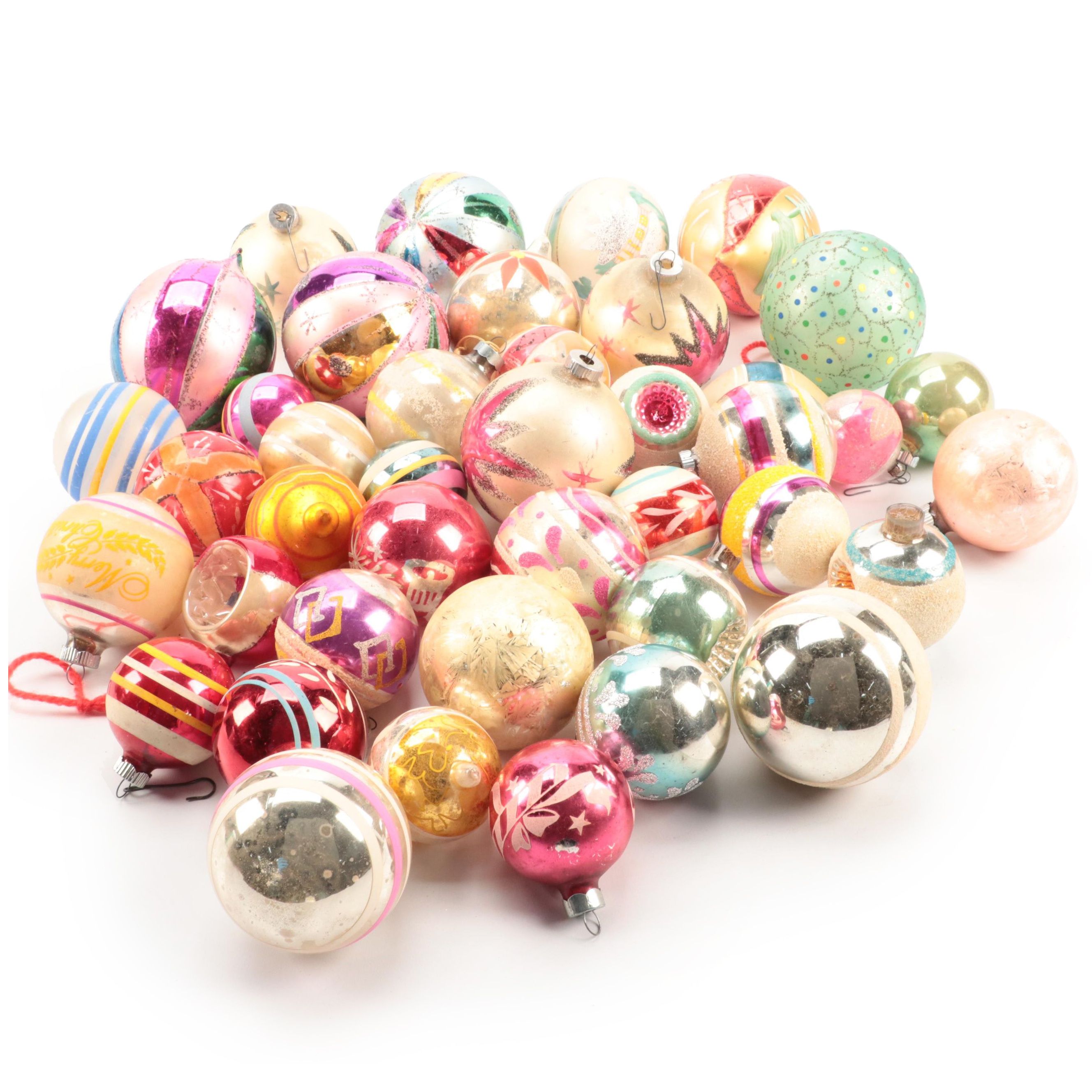 Shiny-Brite Glass Christmas Ornaments, Mid-20th Century