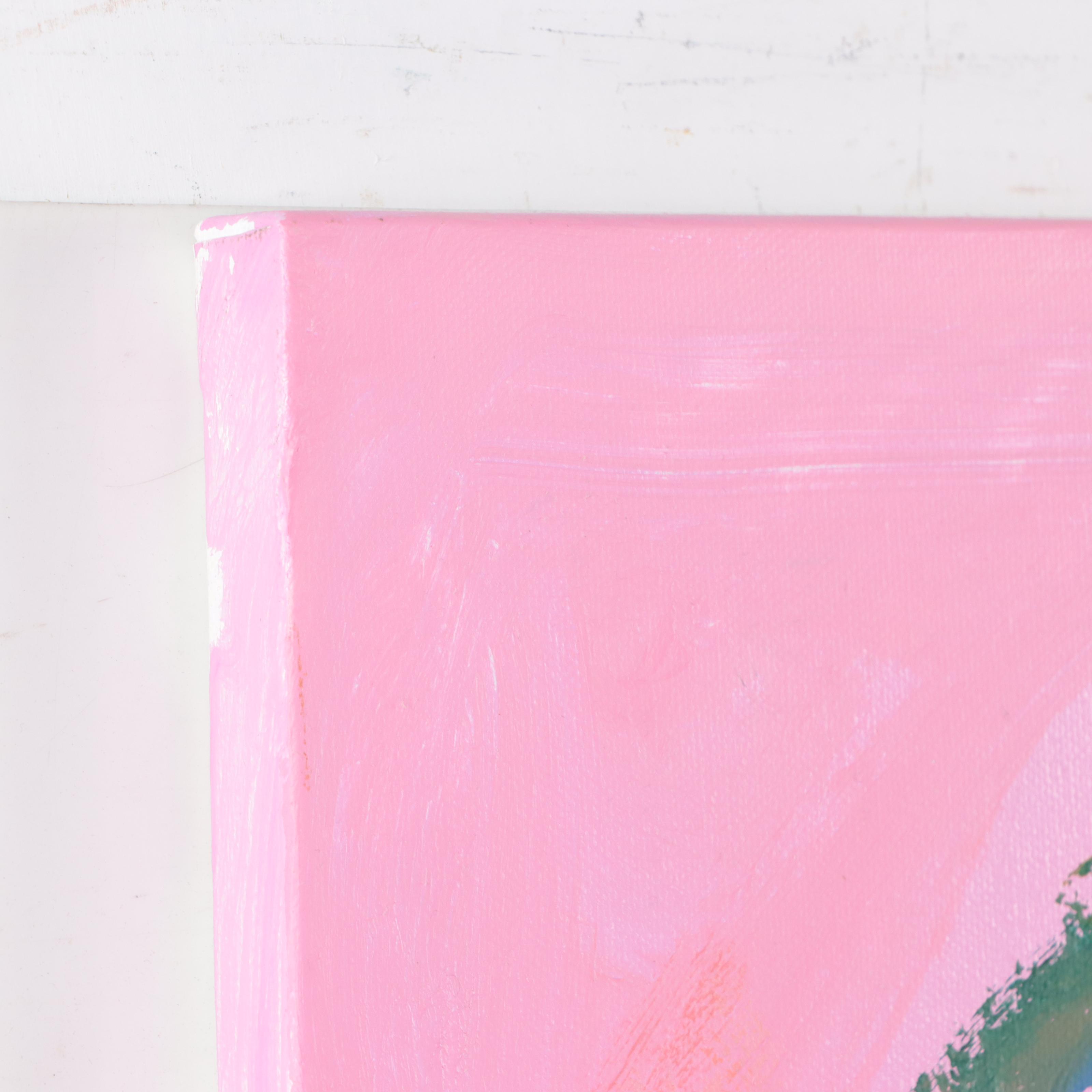 Robbie Kemper Abstract Acrylic Painting "Orange Sun Eyebrow"