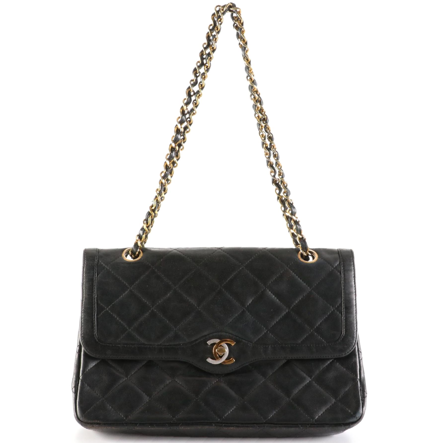 Chanel Two-Tone CC Double Flap Bag in Quilted Lambskin Leather